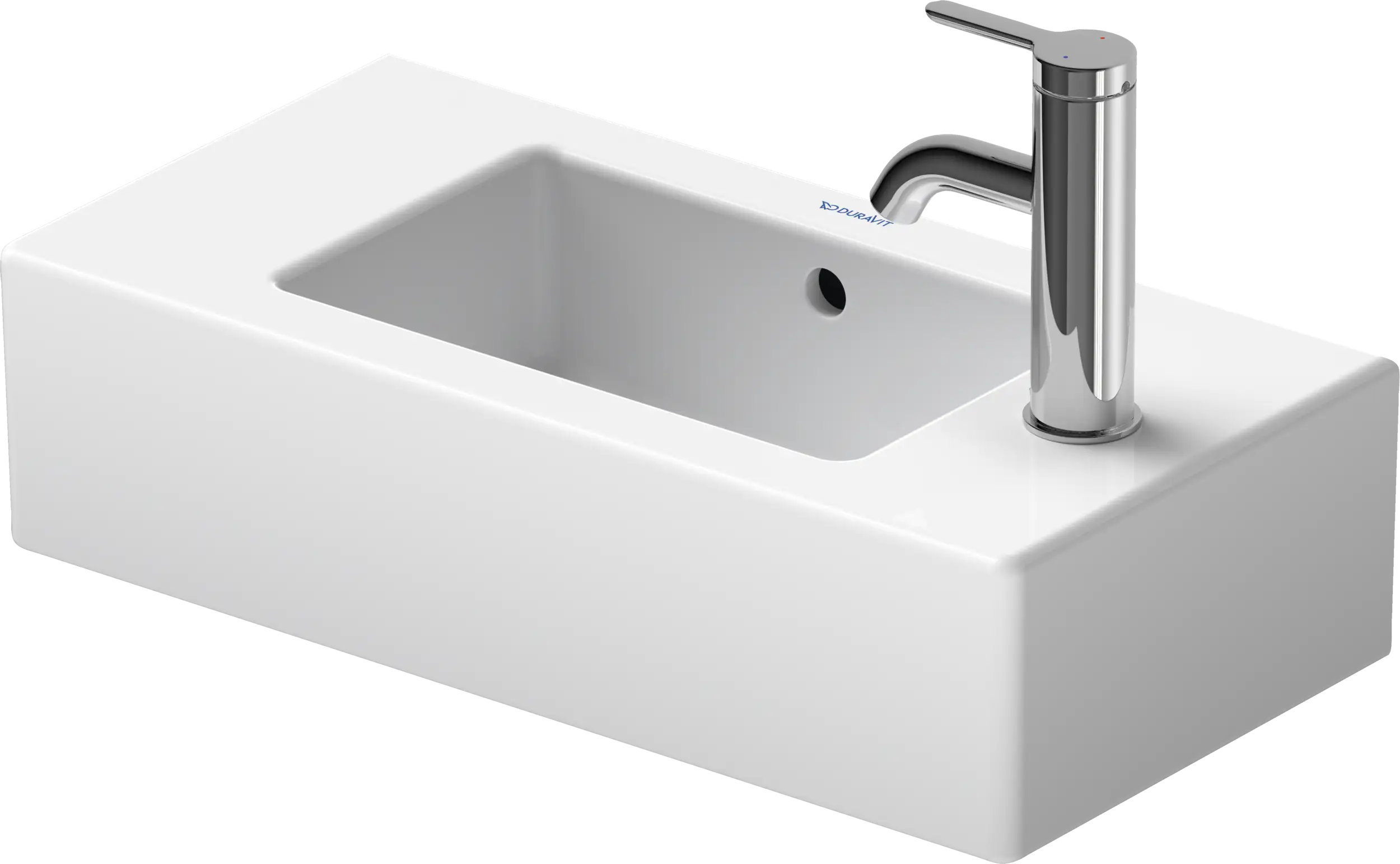 Duravit Vero 19 5/8'' Rectangular Wall Mounted Sink in White with Single Faucet Hole and with Overflow