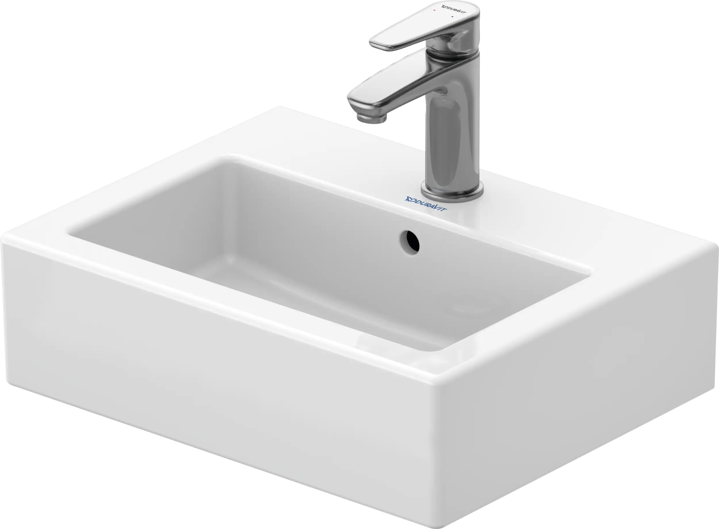 Duravit Vero 17 3/4'' Rectangular Wall Mounted Sink in White with Single Faucet Hole and with Overflow