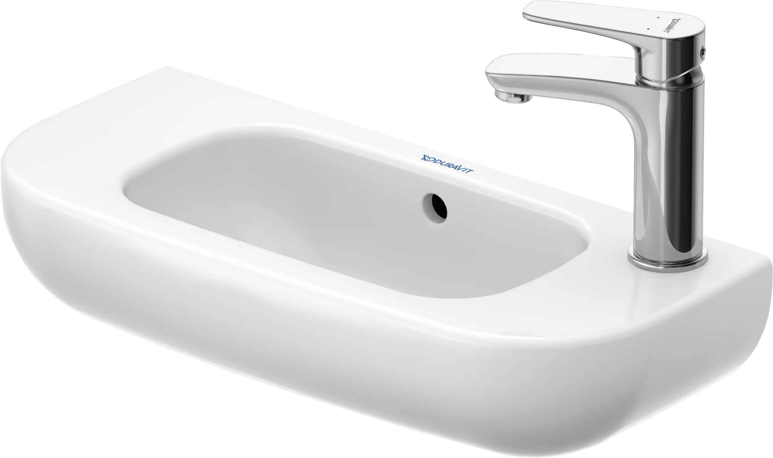 Duravit D-Code 19 5/8'' Rectangular Wall Mounted Sink in White with Single Faucet Hole and with Overflow