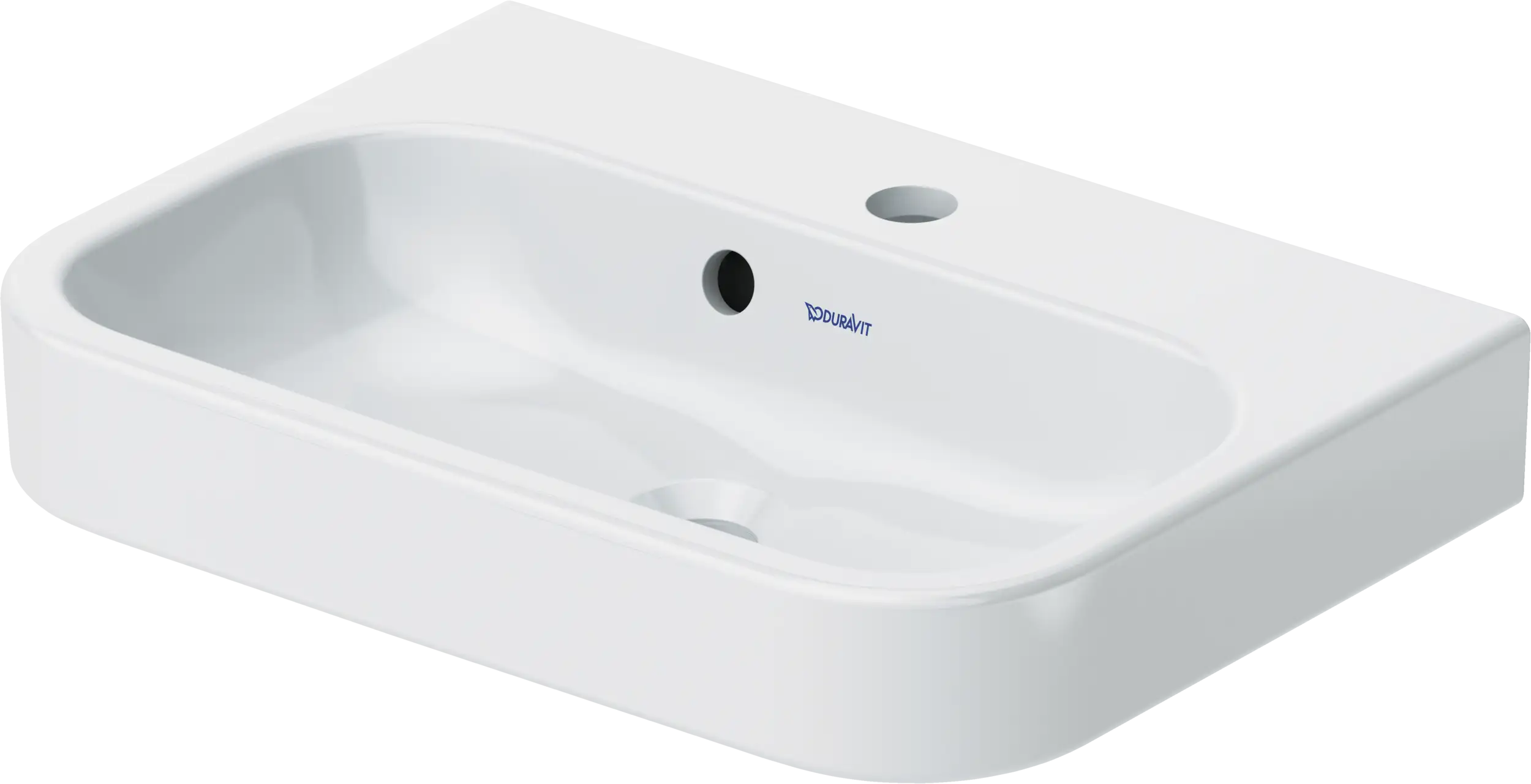 Duravit Happy D.2 19 5/8'' Rectangular Wall Mounted Sink in White with Single Faucet Hole and with Overflow