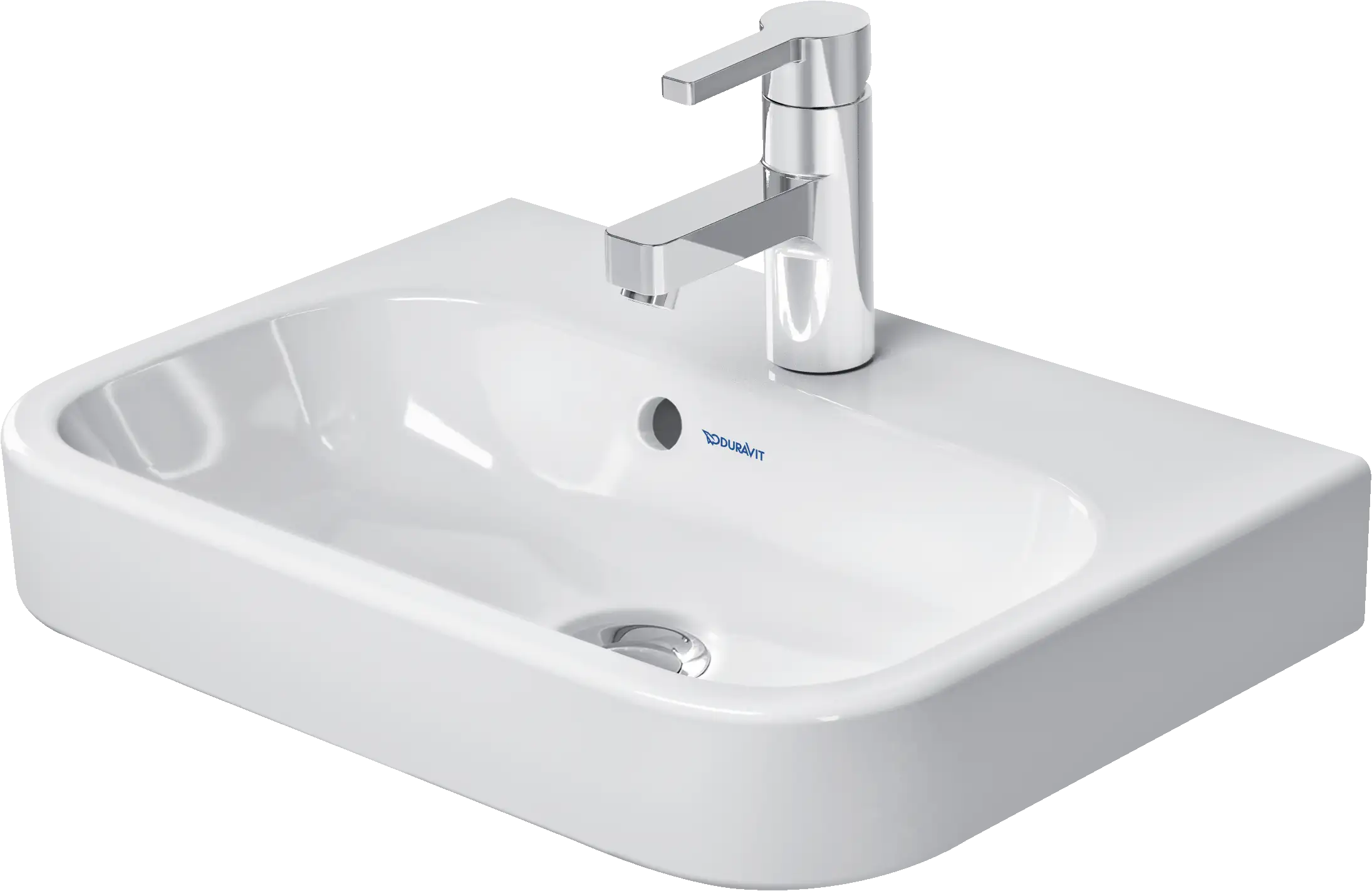 Duravit Happy D.2 19 5/8'' Rectangular Wall Mounted Sink in White with Single Faucet Hole and with Overflow