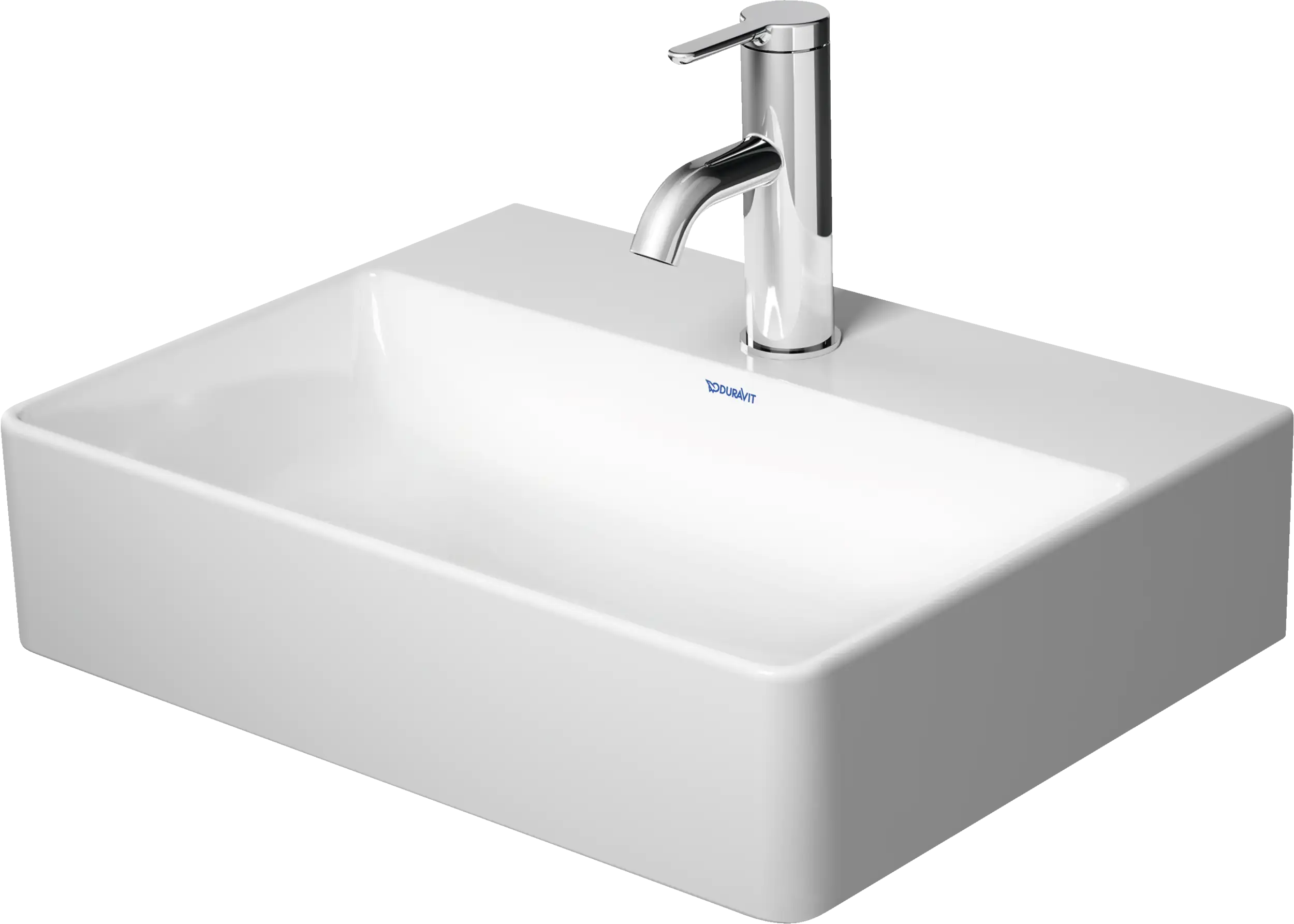 Duravit DuraSquare 17 3/4'' Rectangular Vessel Sink in White with Single Faucet Hole and