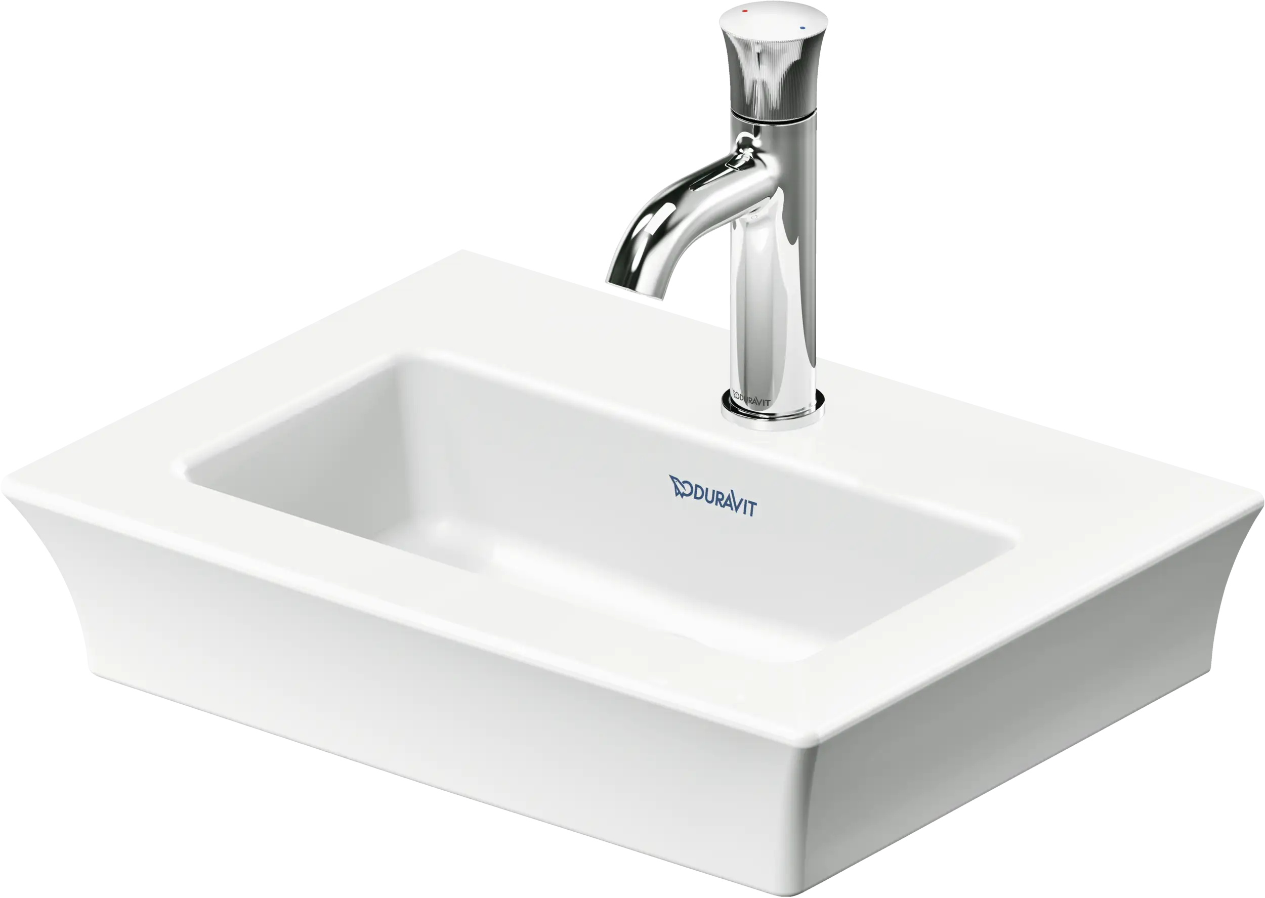 Duravit White Tulip 17 3/4'' Rectangular Wall Mounted Sink in White with Single Faucet Hole and