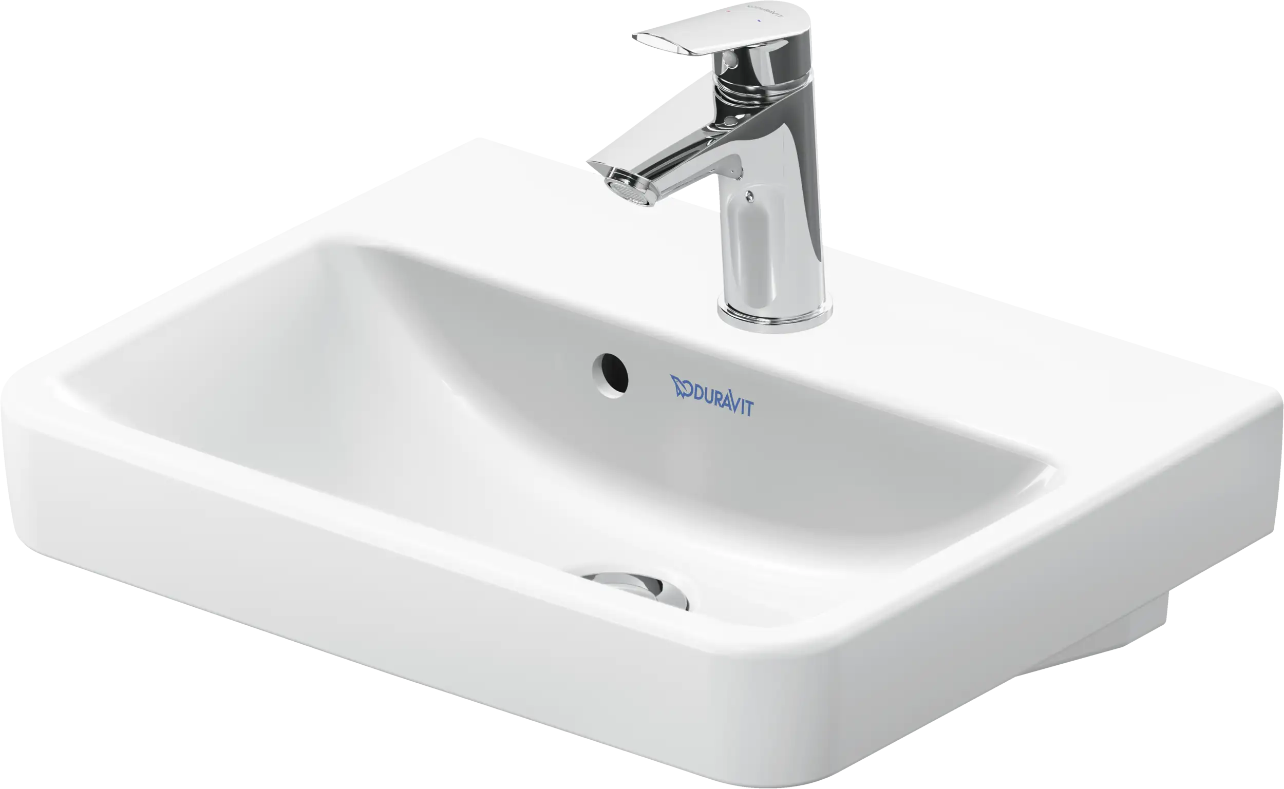 Duravit No.1 17 3/4'' Rectangular Wall Mounted Sink in White with Single Faucet Hole and with Overflow