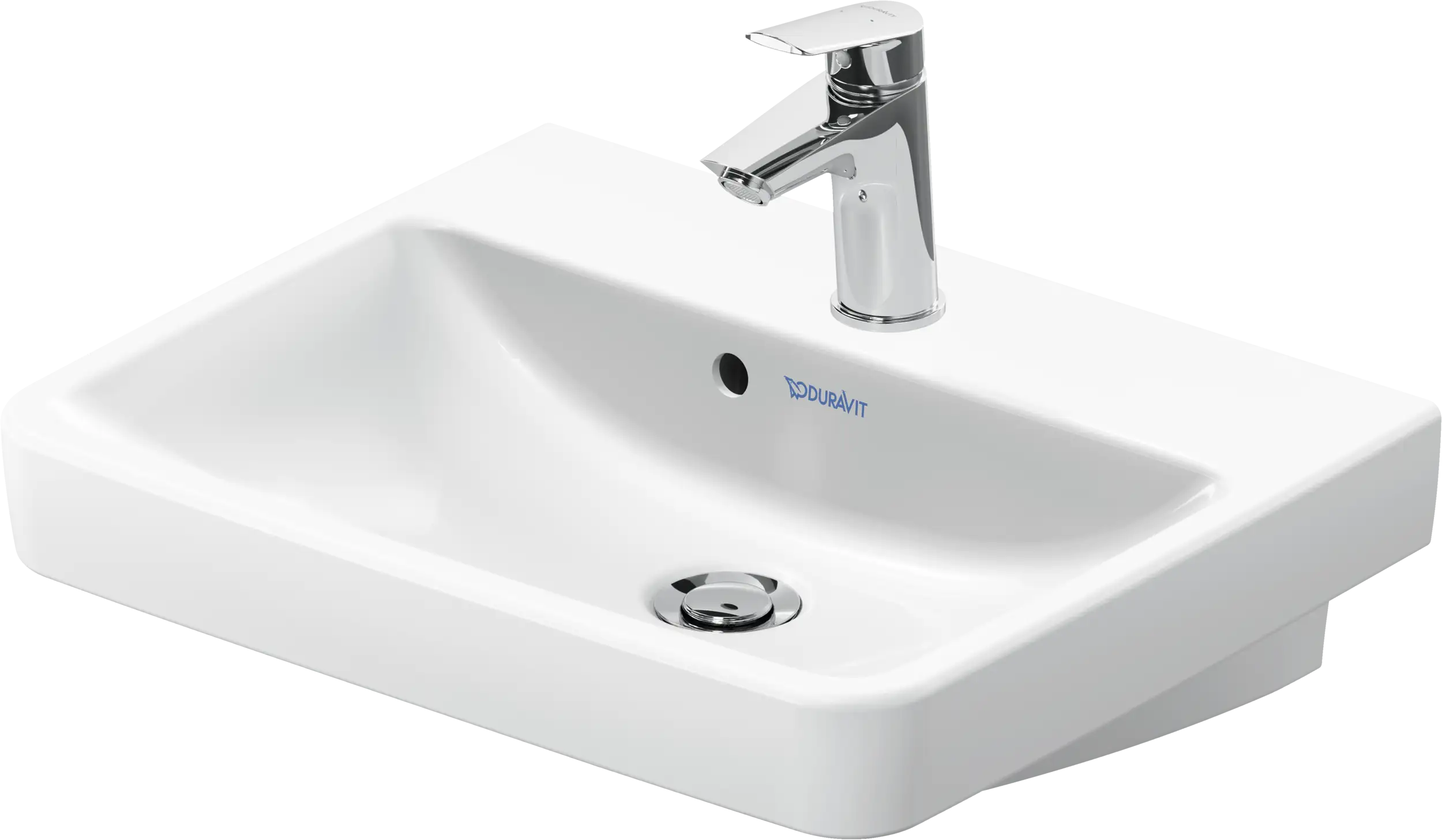 Duravit No.1 19 5/8'' Rectangular Wall Mounted Sink in White with Single Faucet Hole and with Overflow