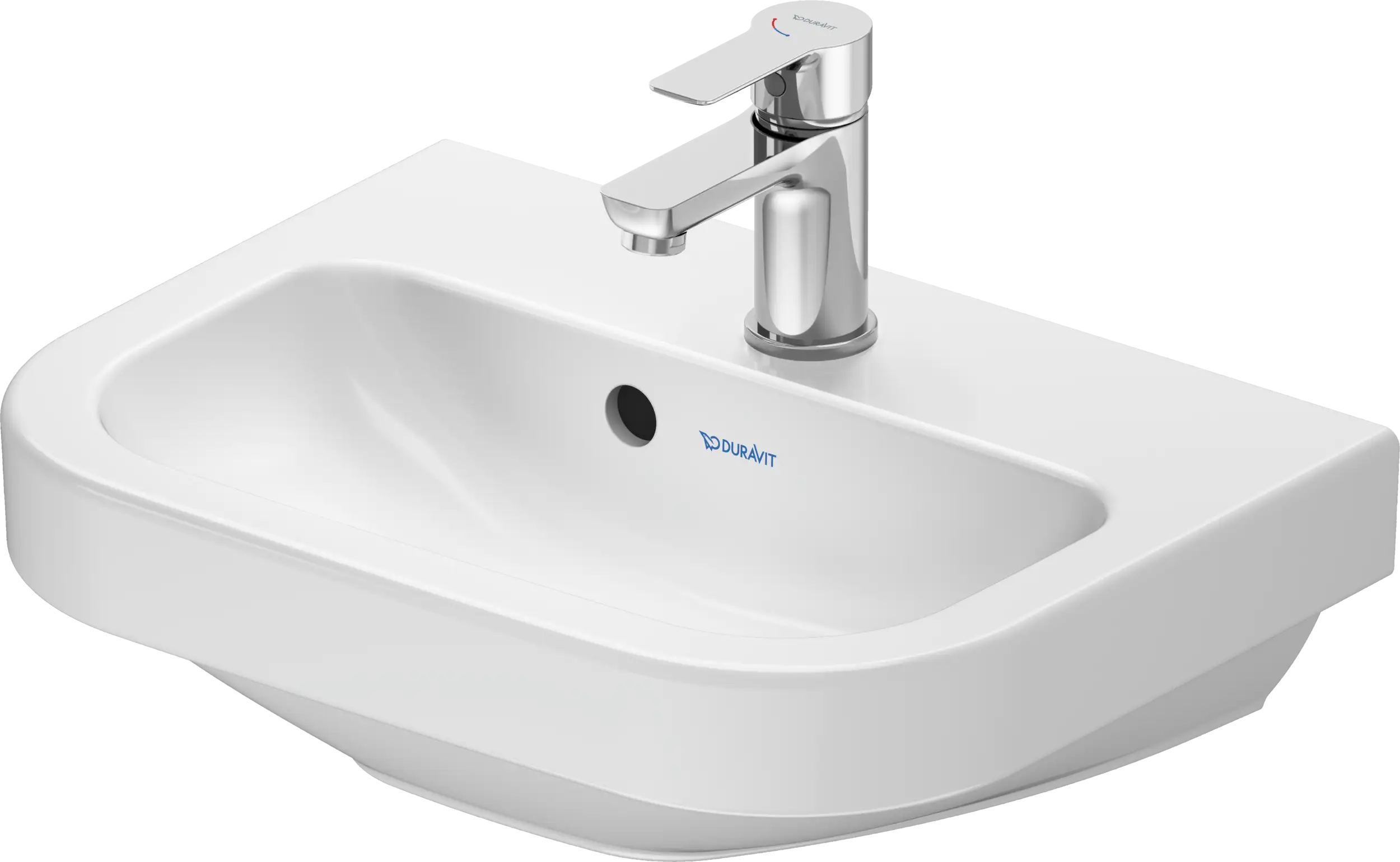 Duravit D-Code 13 1/4'' Round Wall Mounted Sink in White with Single Faucet Hole and with Overflow