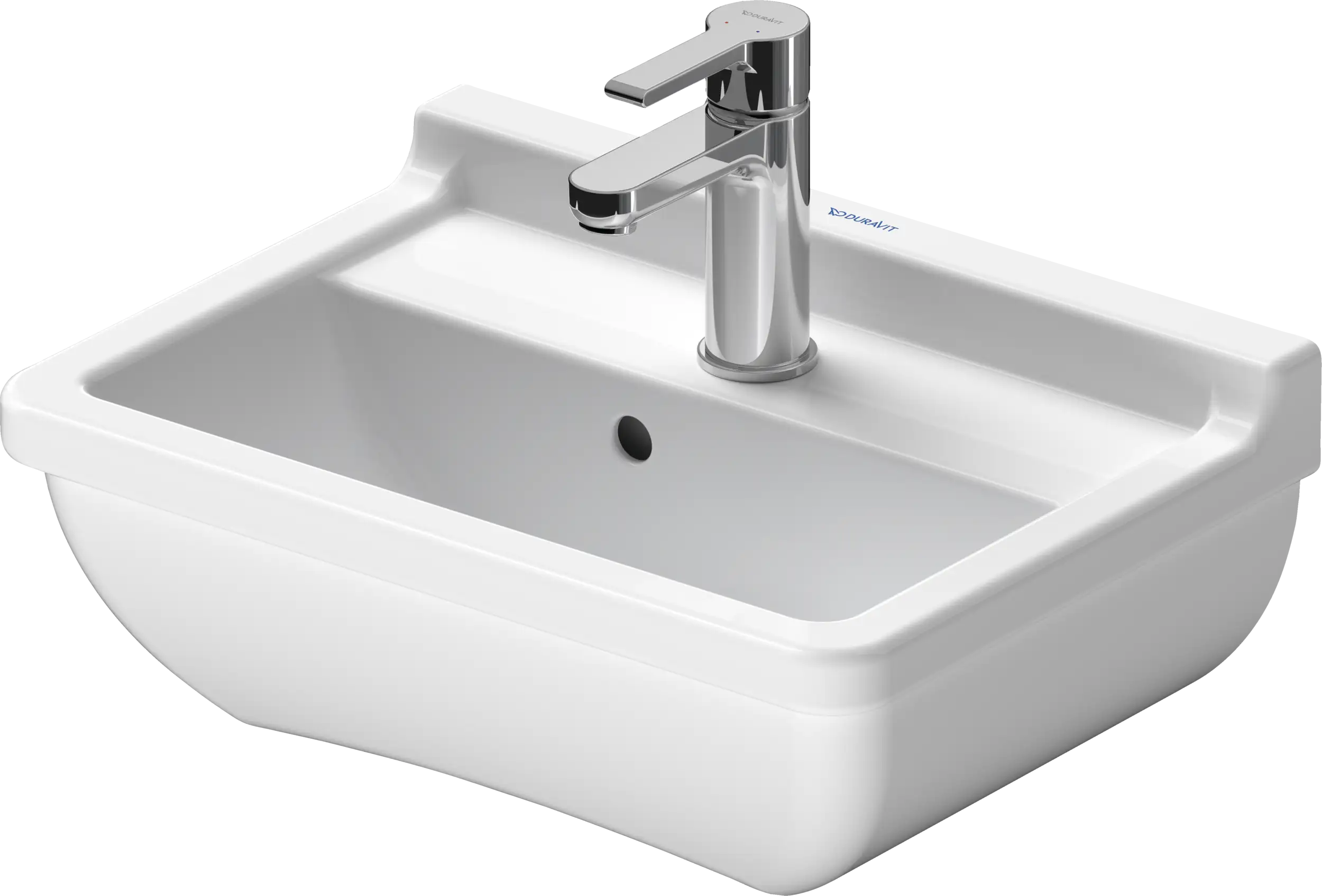 Duravit Starck 3 17 3/4'' Rectangular Wall Mounted Sink in White with Single Faucet Hole and with Overflow