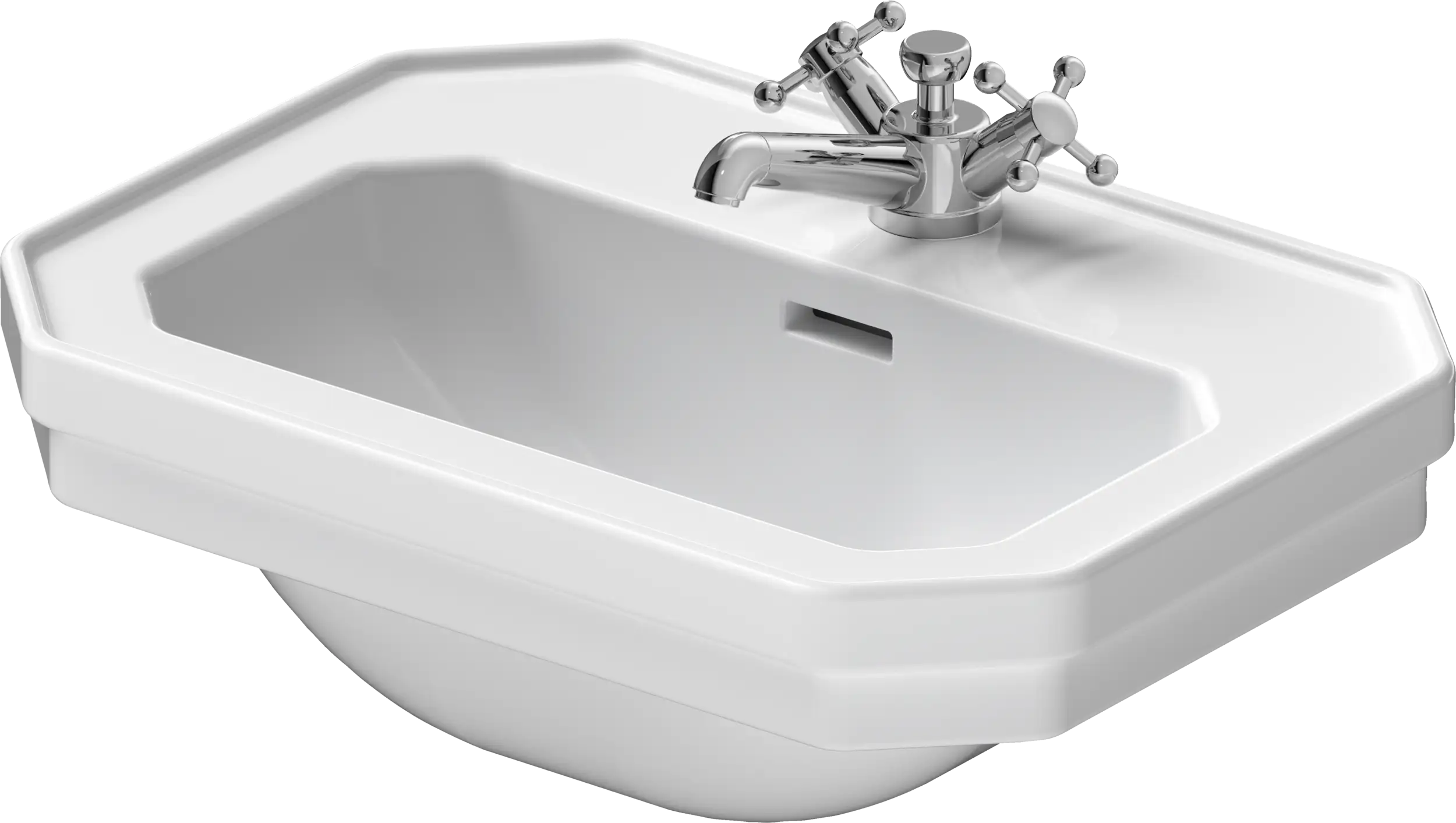 Duravit 1930 series 19 5/8'' Octagonal Wall Mounted Sink in White with Single Faucet Hole and with Overflow