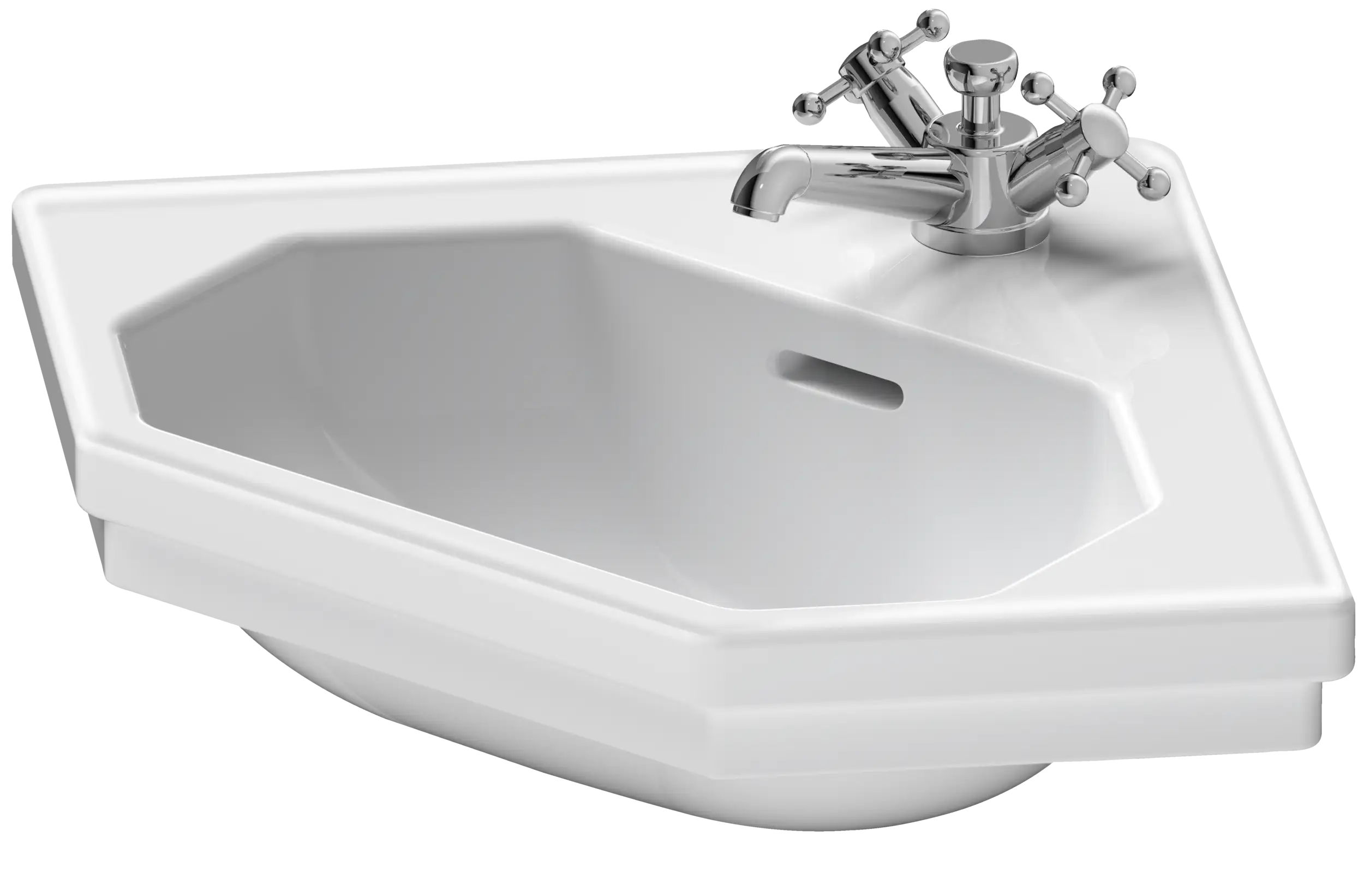 Duravit 1930 series 23 3/8'' Octagonal Wall Mounted Sink in White with Single Faucet Hole and with Overflow