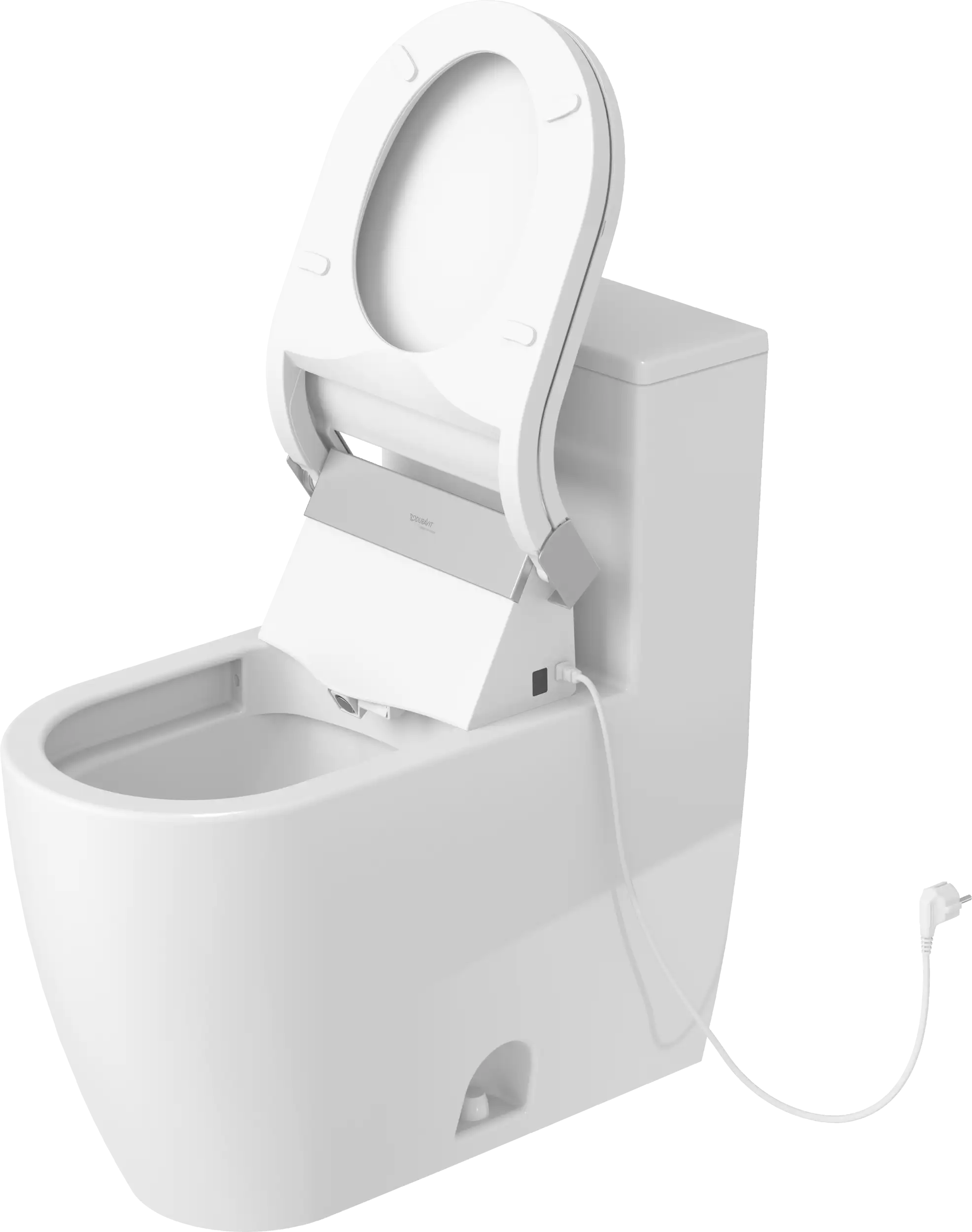 Duravit ME by Starck 1.28 GPF Single Flush Rimless Elongated ADA Compliant One Piece Toilet in White, Top Push Button Flush - Seat Sold Separately