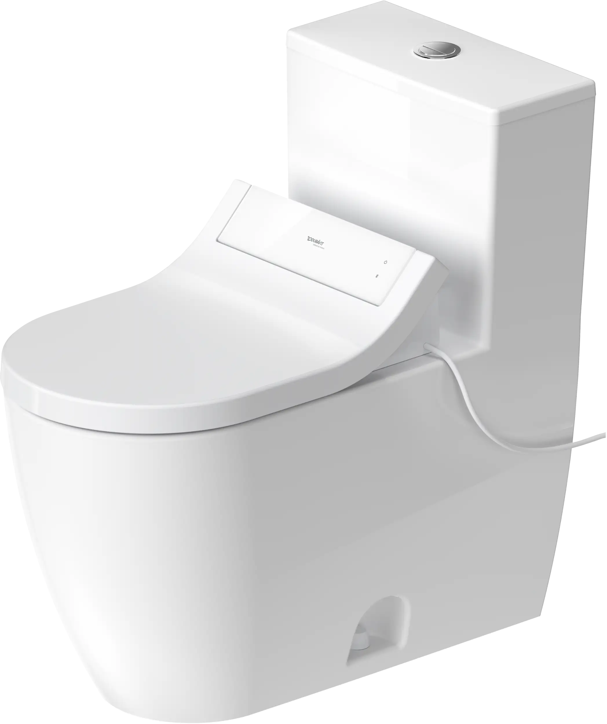 Duravit ME by Starck 1.28 GPF Single Flush Rimless Elongated ADA Compliant One Piece Toilet in White, Top Push Button Flush - Seat Sold Separately