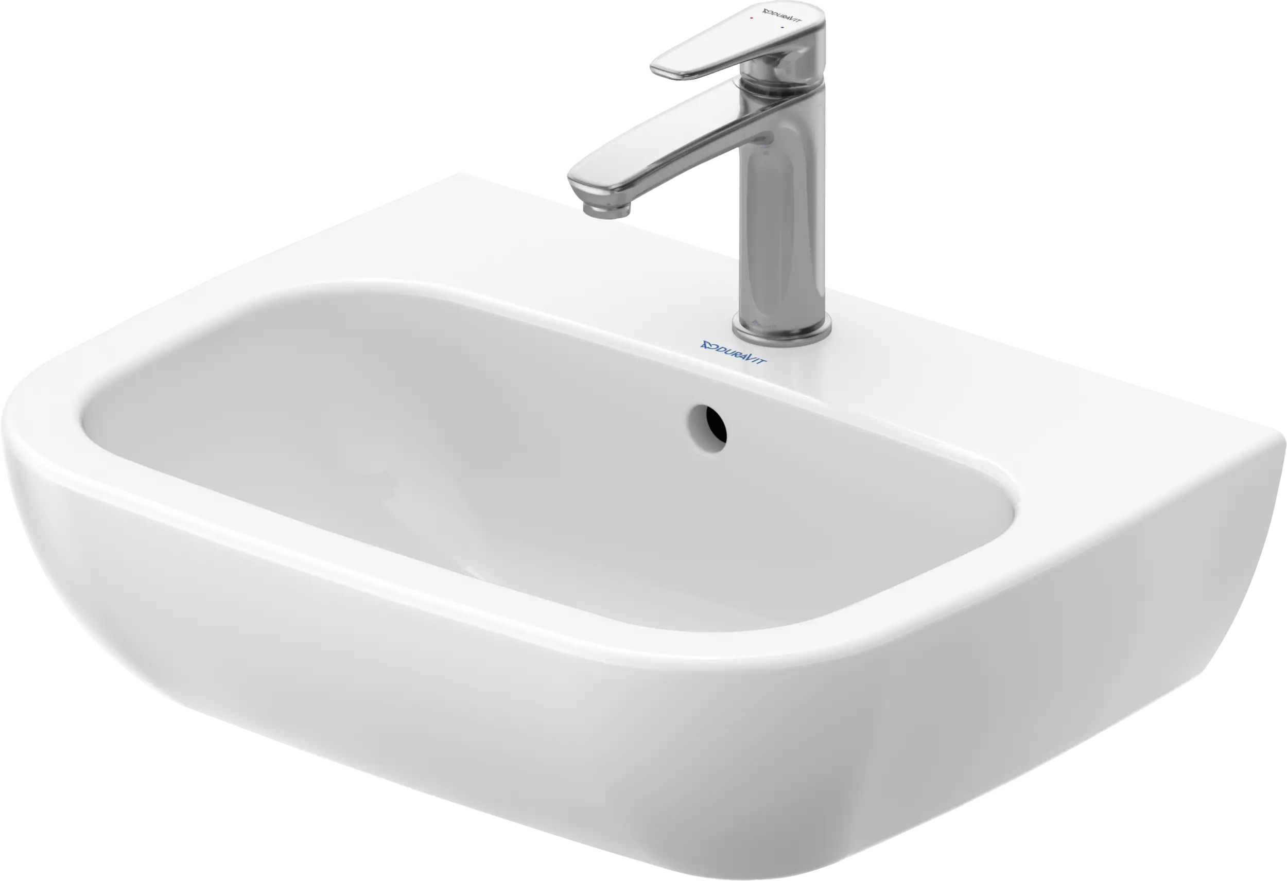 Duravit D-Code 21 5/8'' Rectangular Wall Mounted Sink in White with Single Faucet Hole and with Overflow
