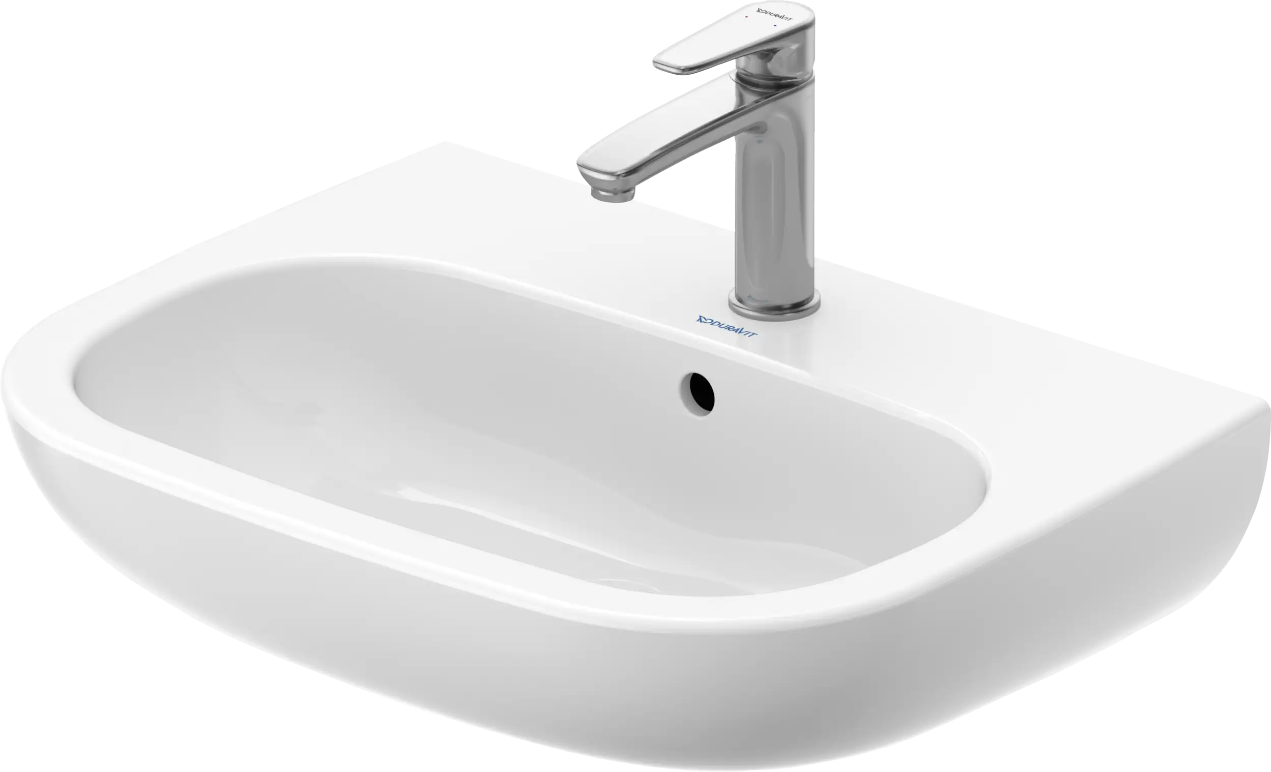 Duravit D-Code 23 5/8'' Rectangular Wall Mounted Sink in White with Single Faucet Hole and with Overflow