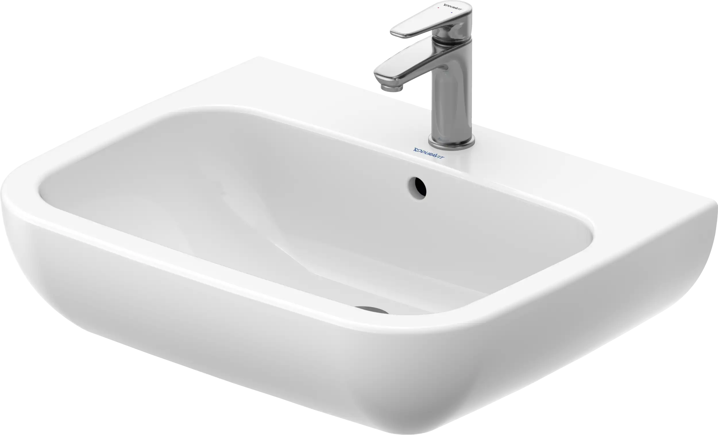 Duravit D-Code 25 5/8'' Rectangular Wall Mounted Sink in White with Single Faucet Hole and with Overflow