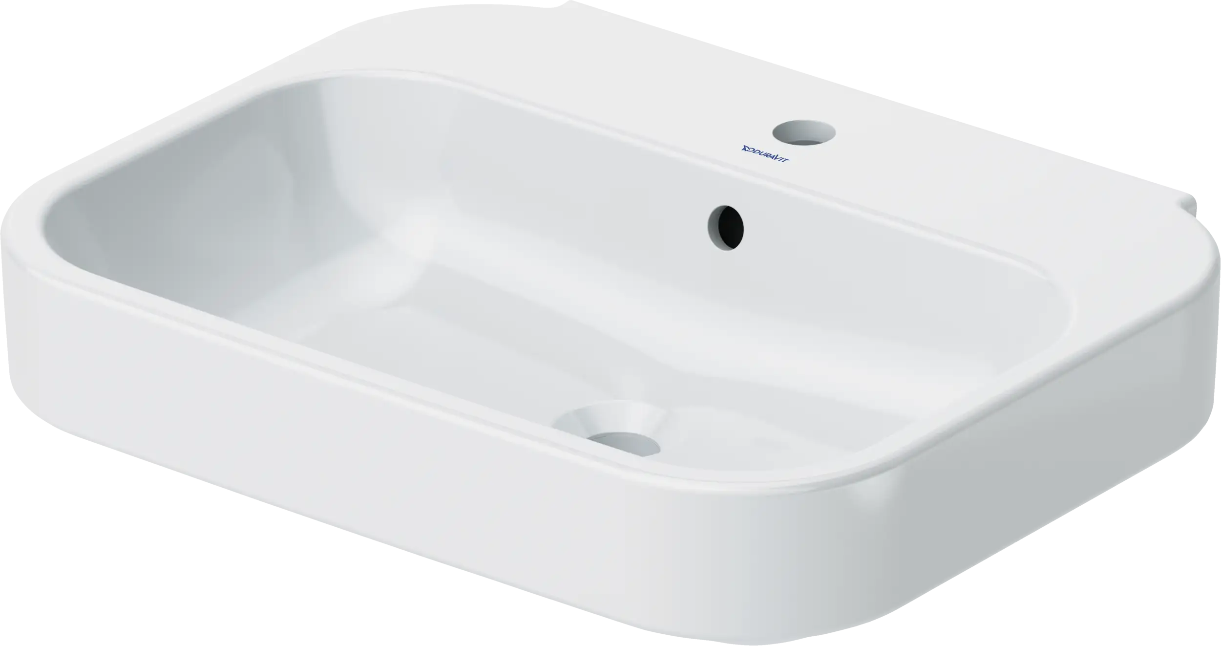 Duravit Happy D.2 23 5/8'' Rectangular Wall Mounted Sink in White with Single Faucet Hole and with Overflow