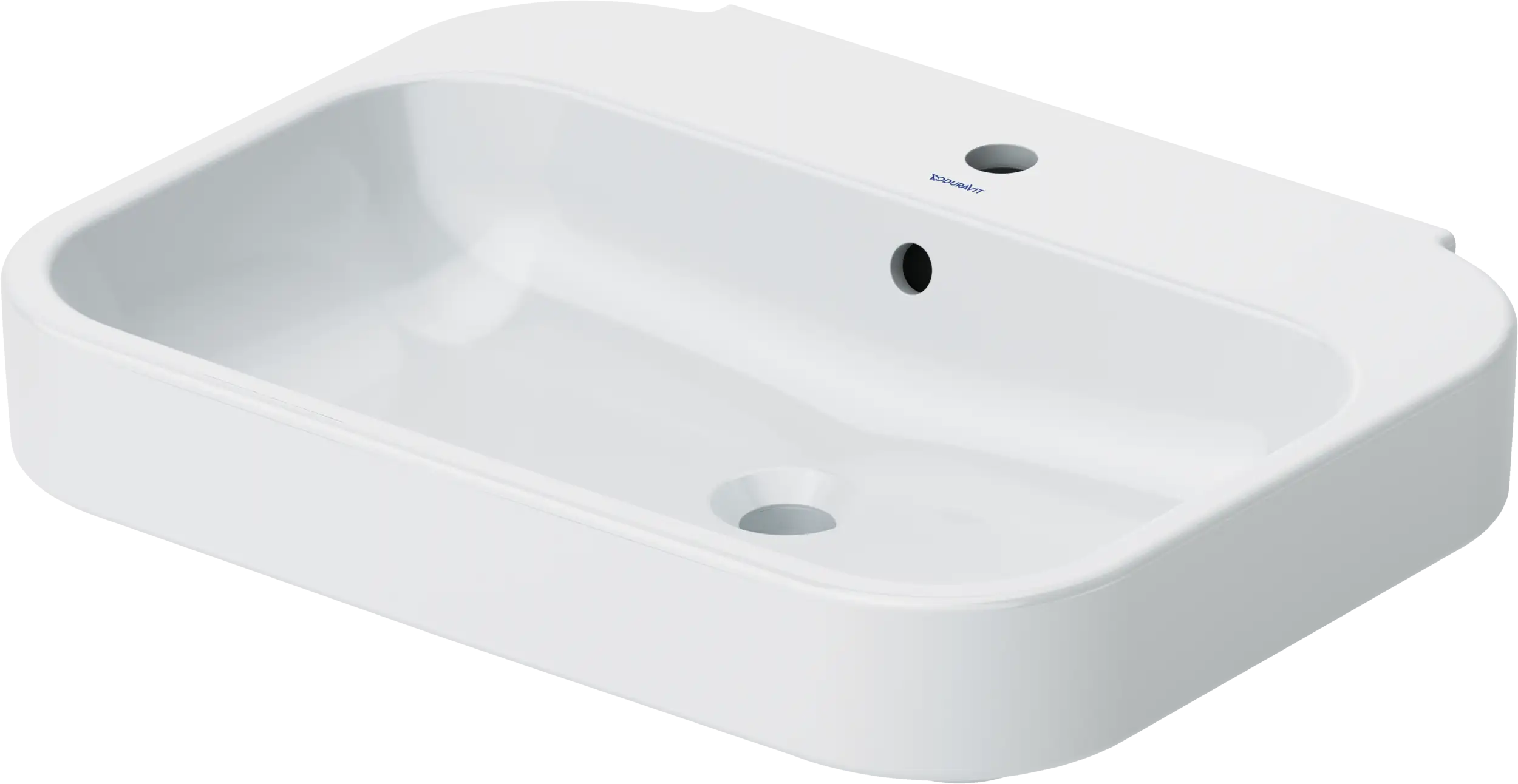 Duravit Happy D.2 25 5/8'' Rectangular Wall Mounted Sink in White with Single Faucet Hole and with Overflow