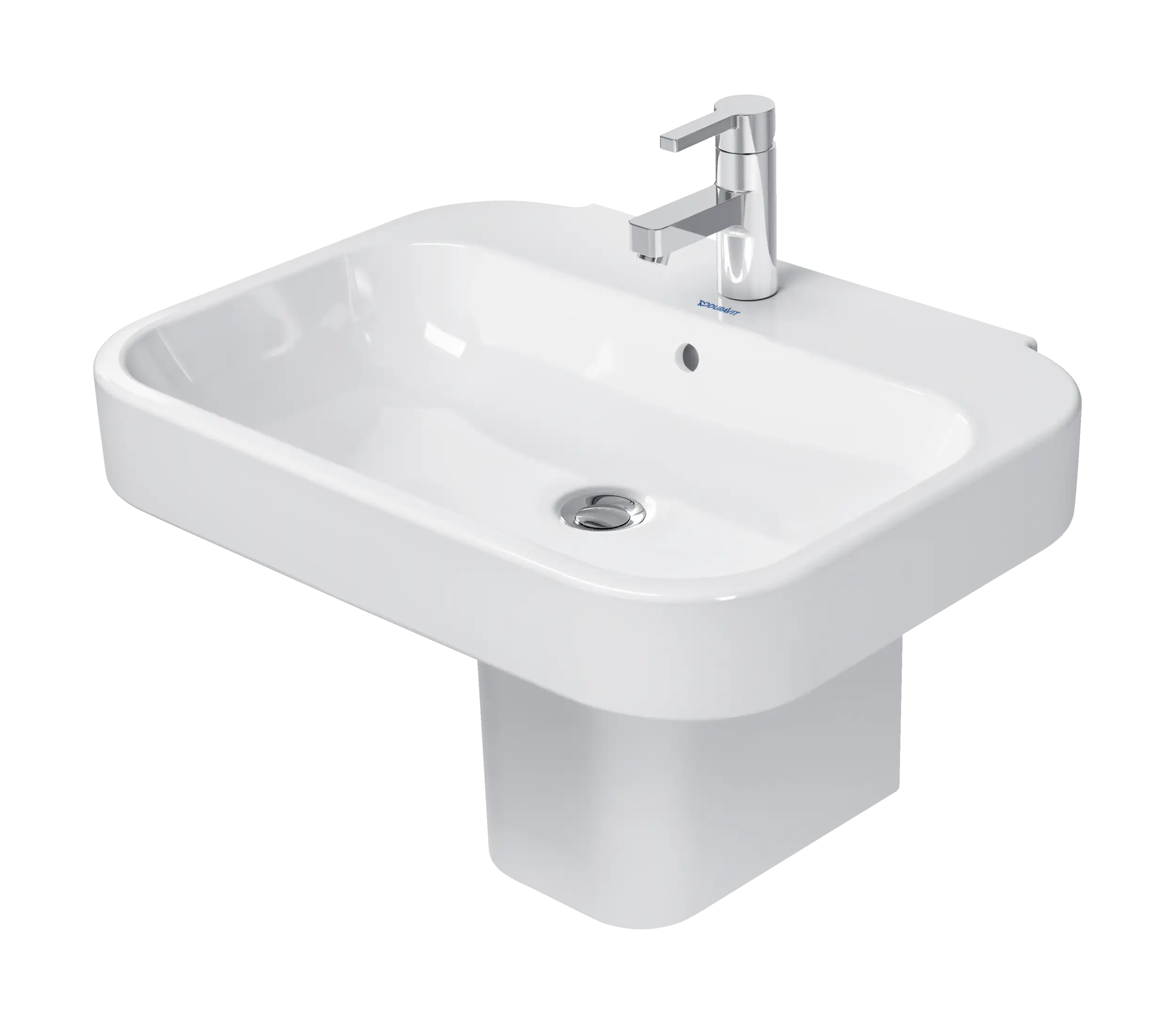 Duravit Happy D.2 25 5/8'' Rectangular Wall Mounted Sink in White with Single Faucet Hole and with Overflow