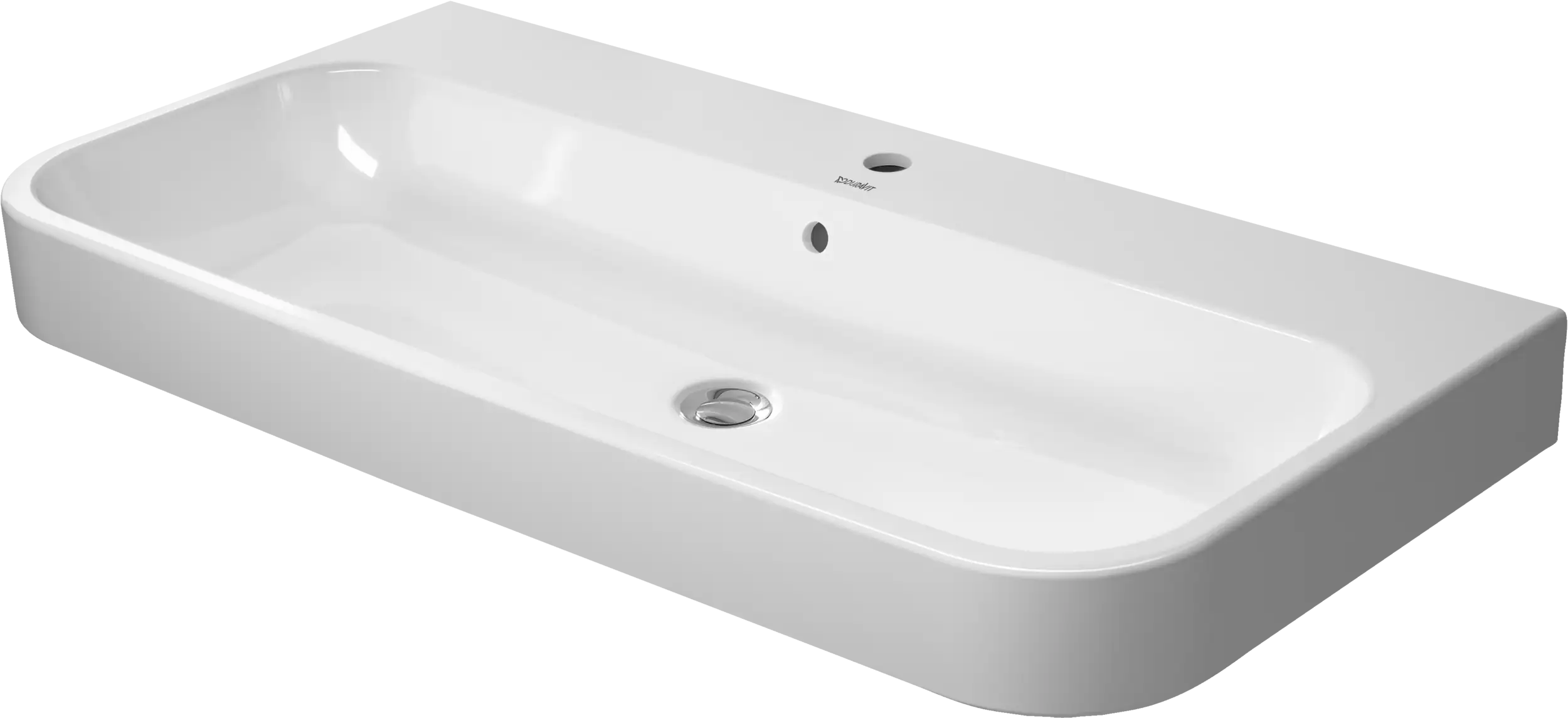 Duravit Happy D.2 39 3/8'' Rectangular Wall Mounted Sink in White with Single Faucet Hole and with Overflow