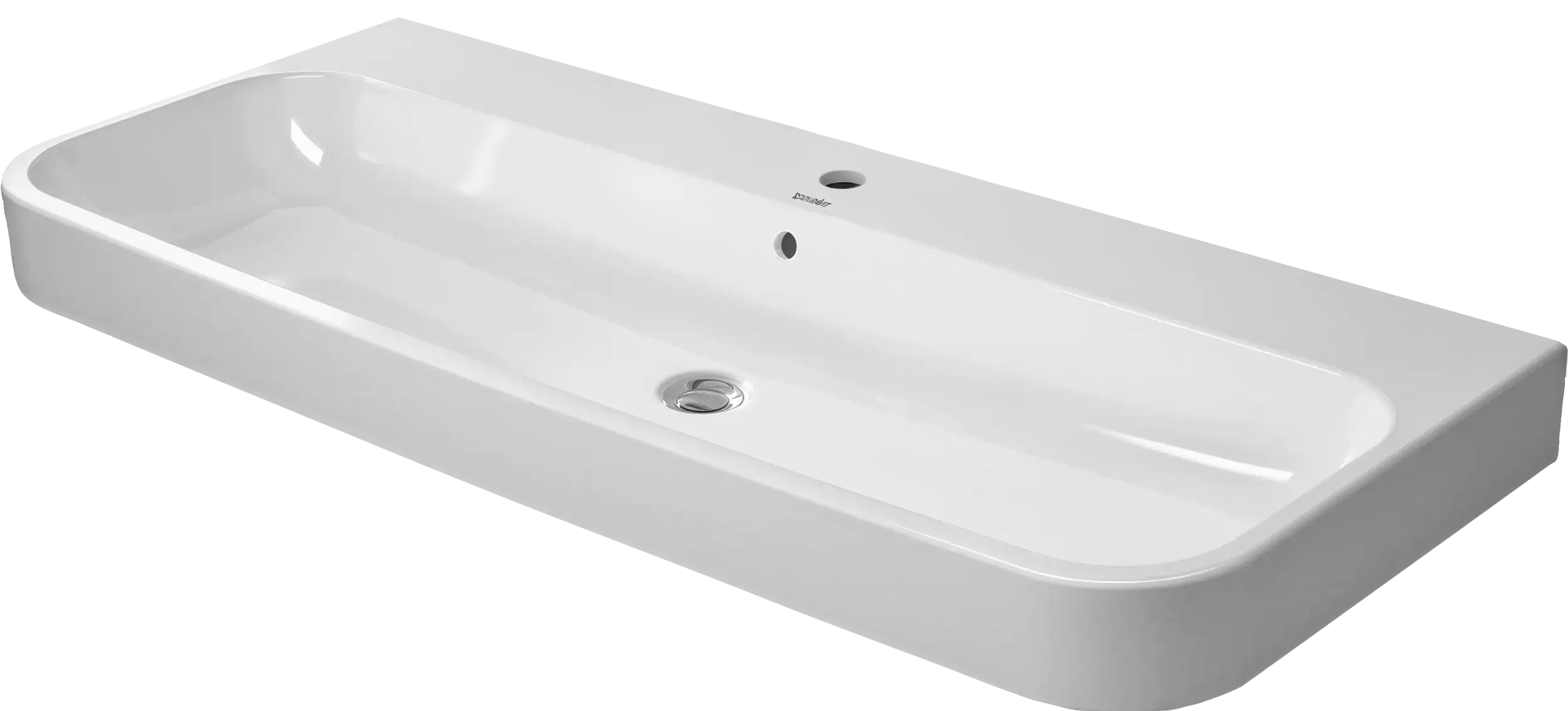 Duravit Happy D.2 47 1/4'' Rectangular Wall Mounted Sink in White with Single Faucet Hole and with Overflow
