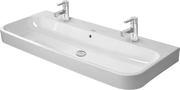 Duravit Happy D.2 47 1/4'' Rectangular Wall Mounted Sink in White with Two Sets of Single Faucet Holes and with Overflow
