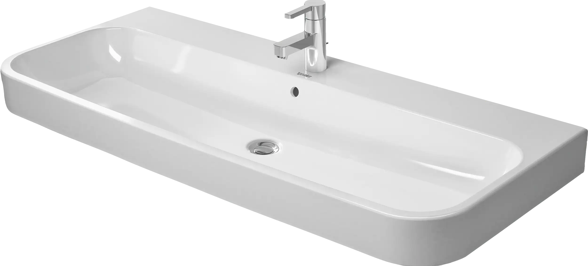 Duravit Happy D.2 47 1/4'' Rectangular Wall Mounted Sink in White with Single Faucet Hole and with Overflow