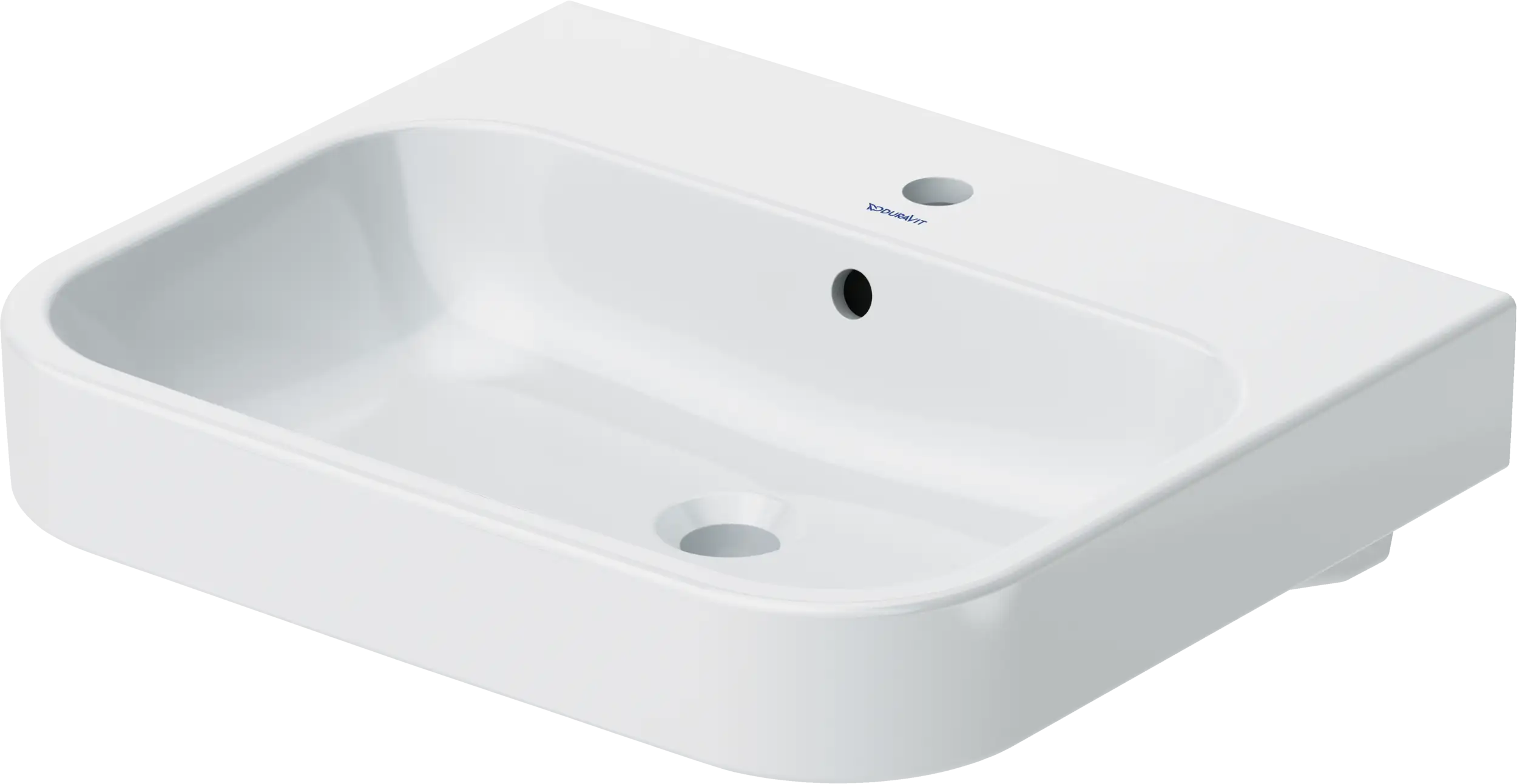 Duravit Happy D.2 23 5/8'' Rectangular Wall Mounted Sink in White with Single Faucet Hole and with Overflow