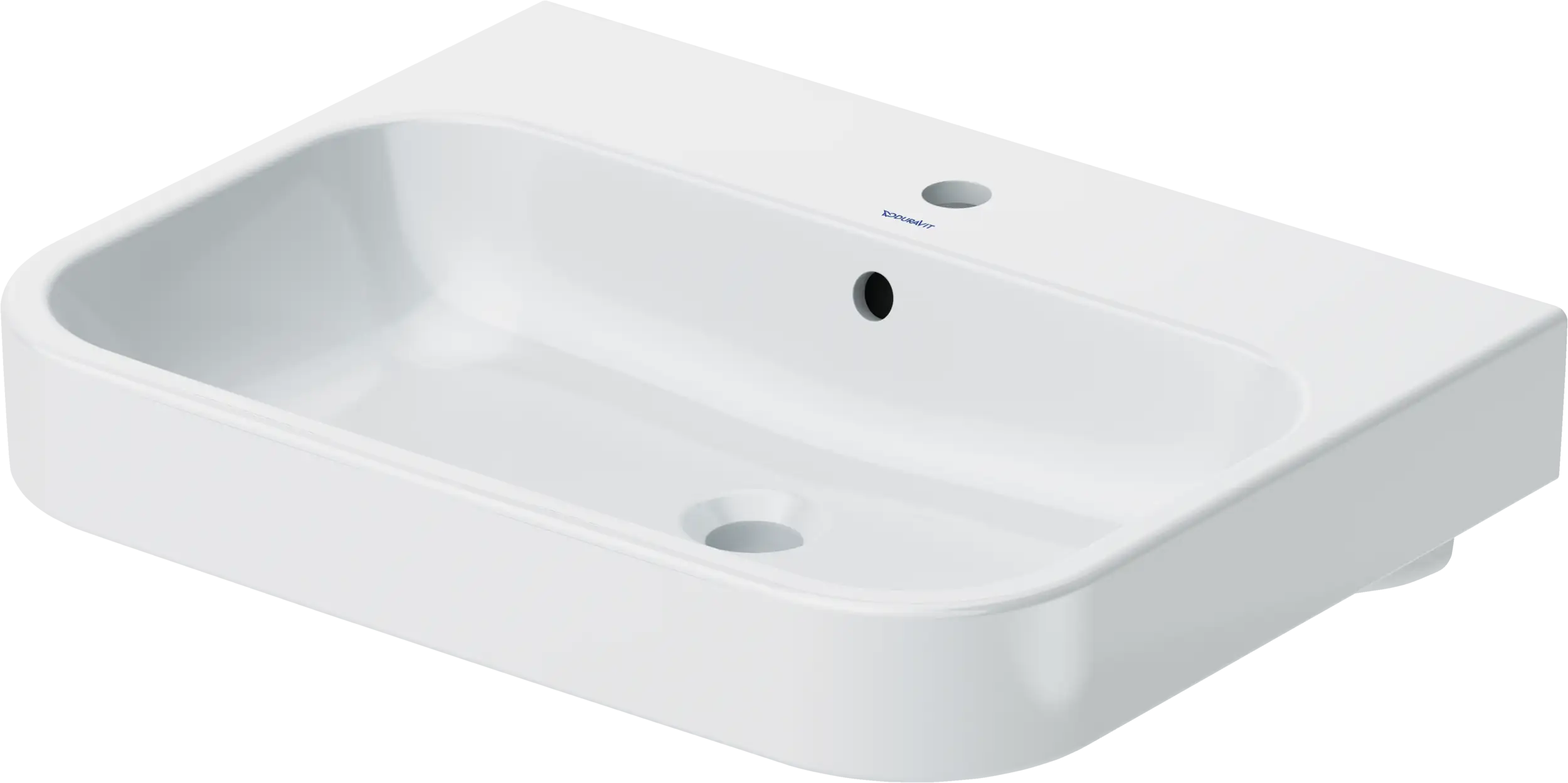 Duravit Happy D.2 25 5/8'' Rectangular Wall Mounted Sink in White with Single Faucet Hole and with Overflow