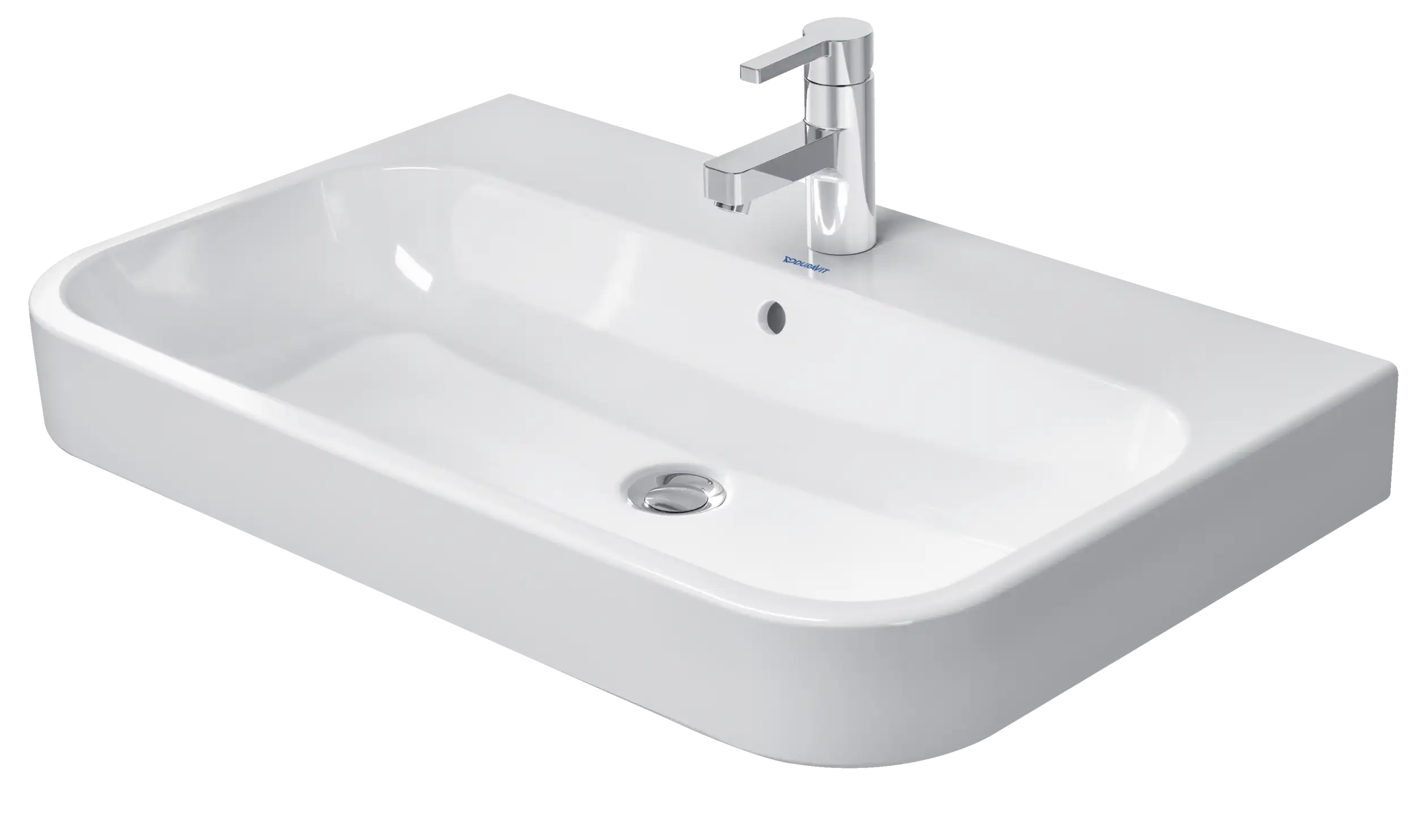 Duravit Happy D.2 31 1/2'' Rectangular Wall Mounted Sink in White with Single Faucet Hole and with Overflow