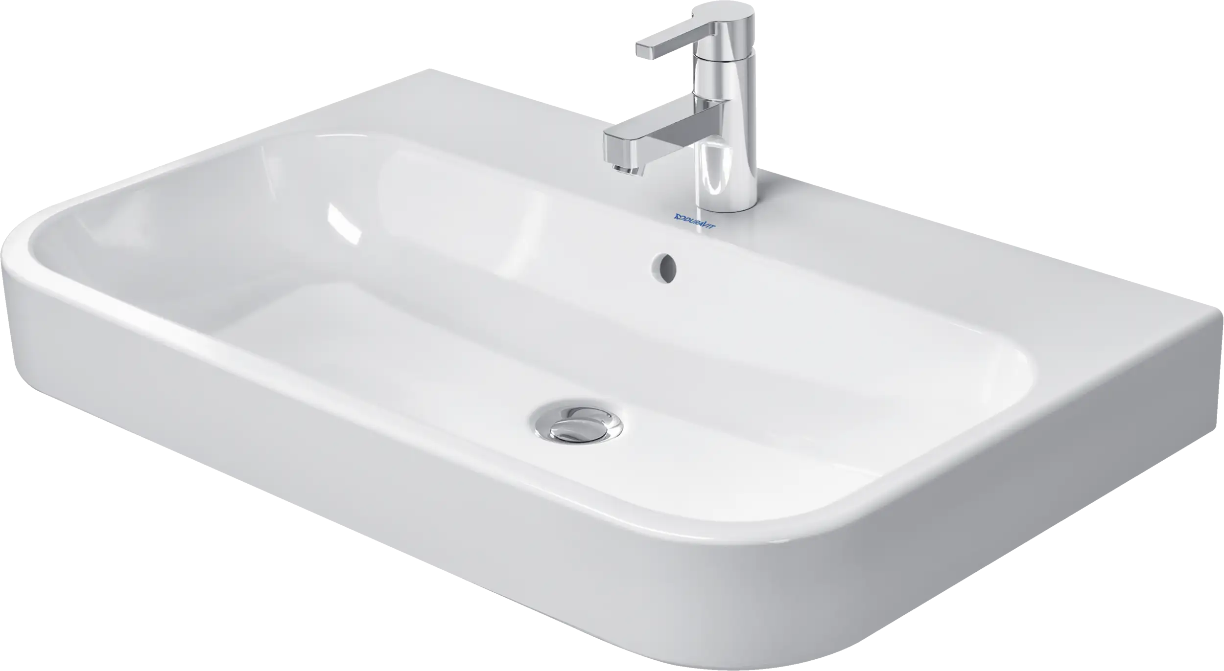 Duravit Happy D.2 31 1/2'' Rectangular Wall Mounted Sink in White with Single Faucet Hole and with Overflow