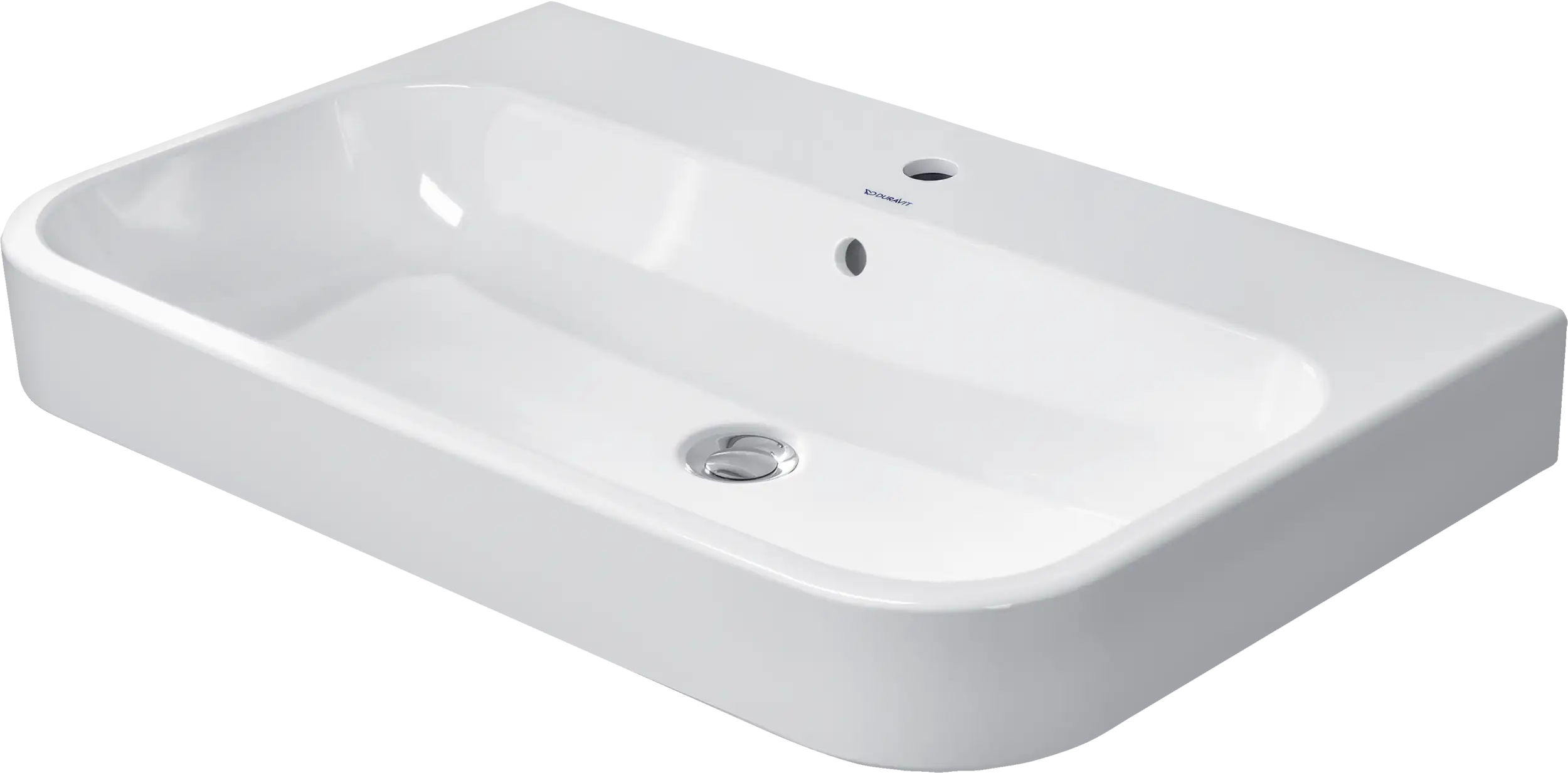 Duravit Happy D.2 31 1/2'' Rectangular Wall Mounted Sink in White with Single Faucet Hole and with Overflow