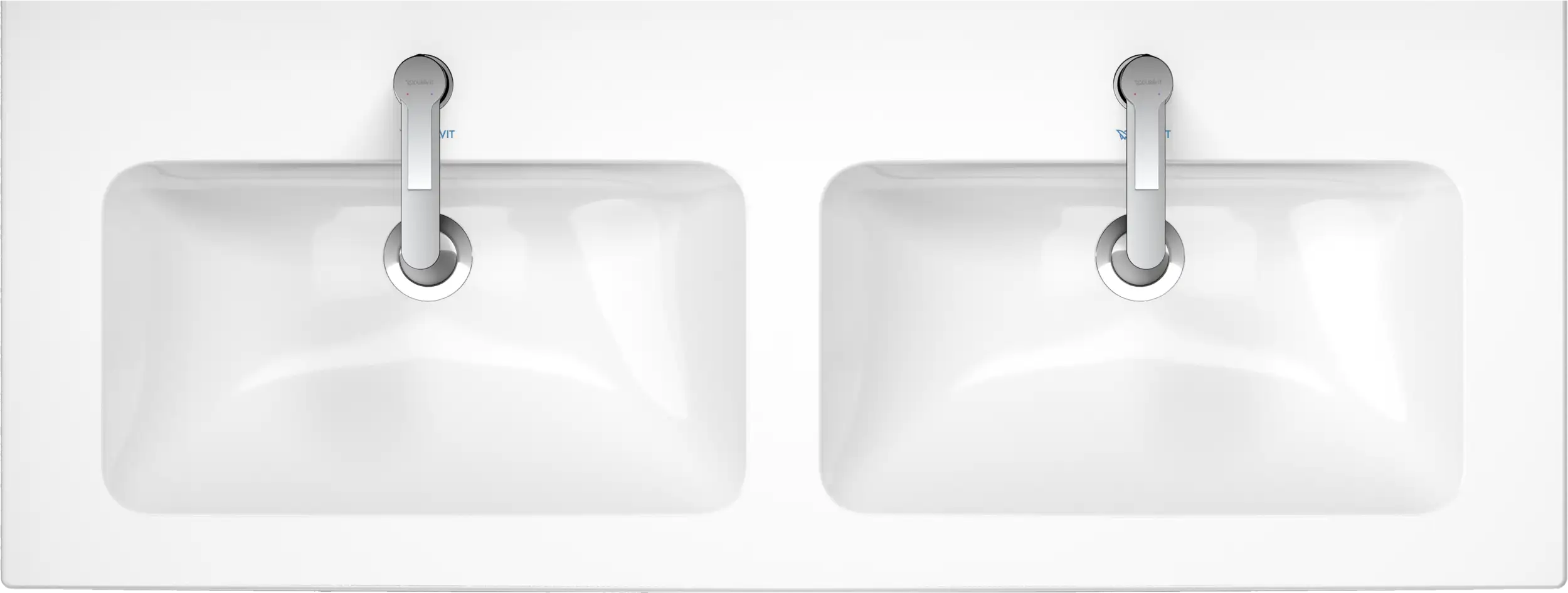 Duravit ME by Starck 51 1/8'' Rectangular Wall Mounted Sink in White with Two Sets of Single Faucet Holes and with Overflow