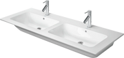 Duravit ME by Starck 51 1/8'' Rectangular Wall Mounted Sink in White with Two Sets of Single Faucet Holes and with Overflow