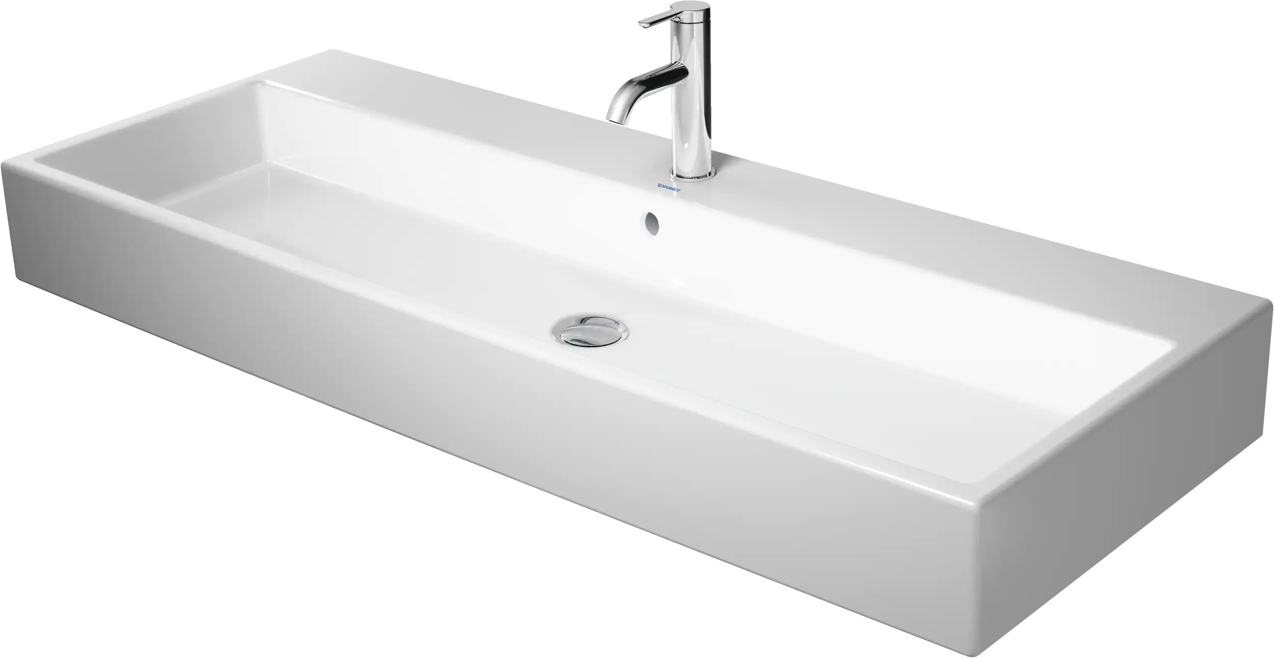 Duravit Vero 47 1/4'' Rectangular Vessel Sink in White with Single Faucet Hole and with Overflow