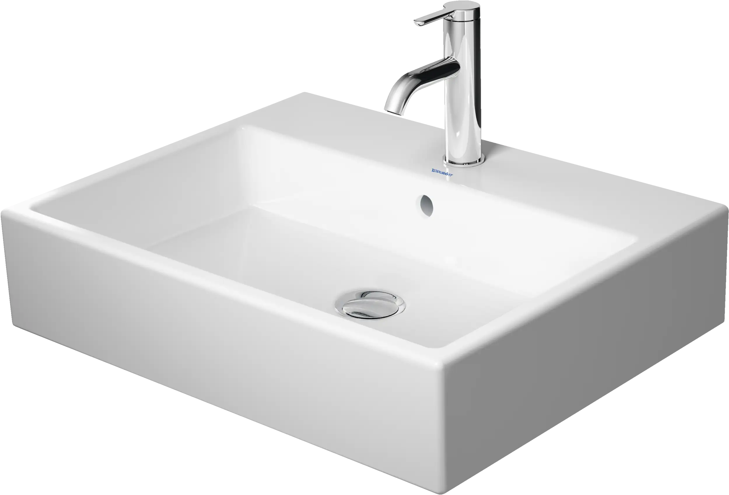 Duravit Vero 23 5/8'' Rectangular Vessel Sink in White with Single Faucet Hole and with Overflow