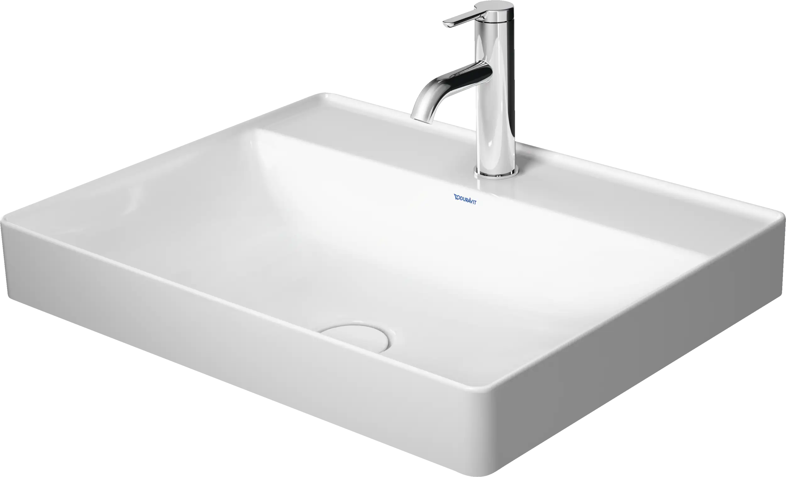 Duravit DuraSquare 23 5/8'' Rectangular Vessel Sink in White with Single Faucet Hole and