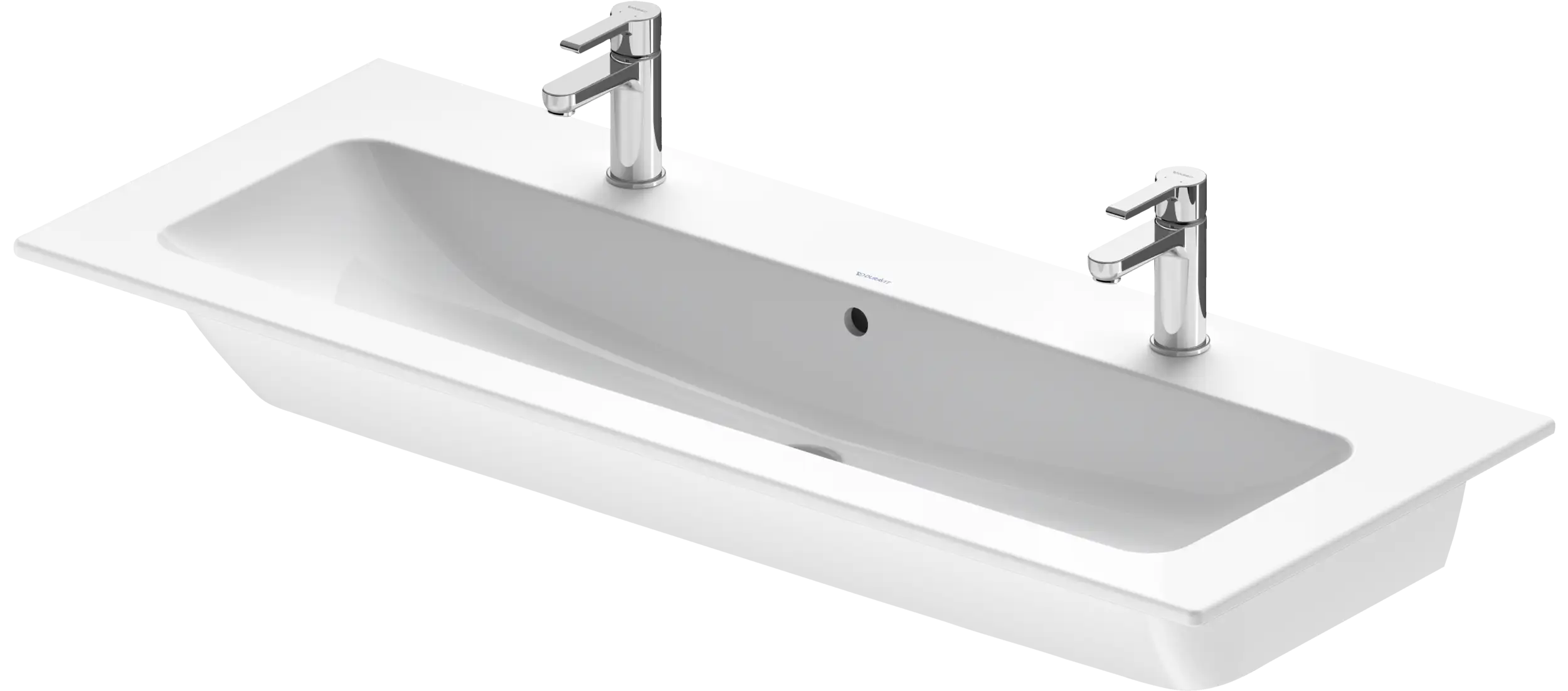 Duravit ME by Starck 48 3/8'' Rectangular Wall Mounted Sink in White with Two Sets of Single Faucet Holes and with Overflow