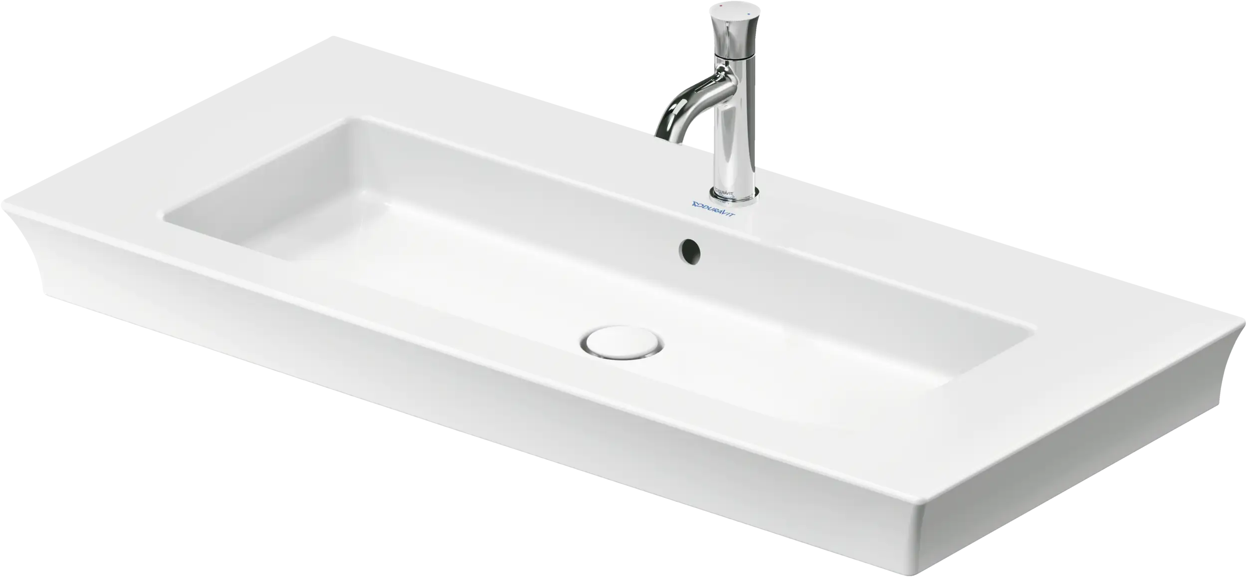Duravit White Tulip 41 1/2'' Rectangular Wall Mounted Sink in White with Single Faucet Hole and with Overflow