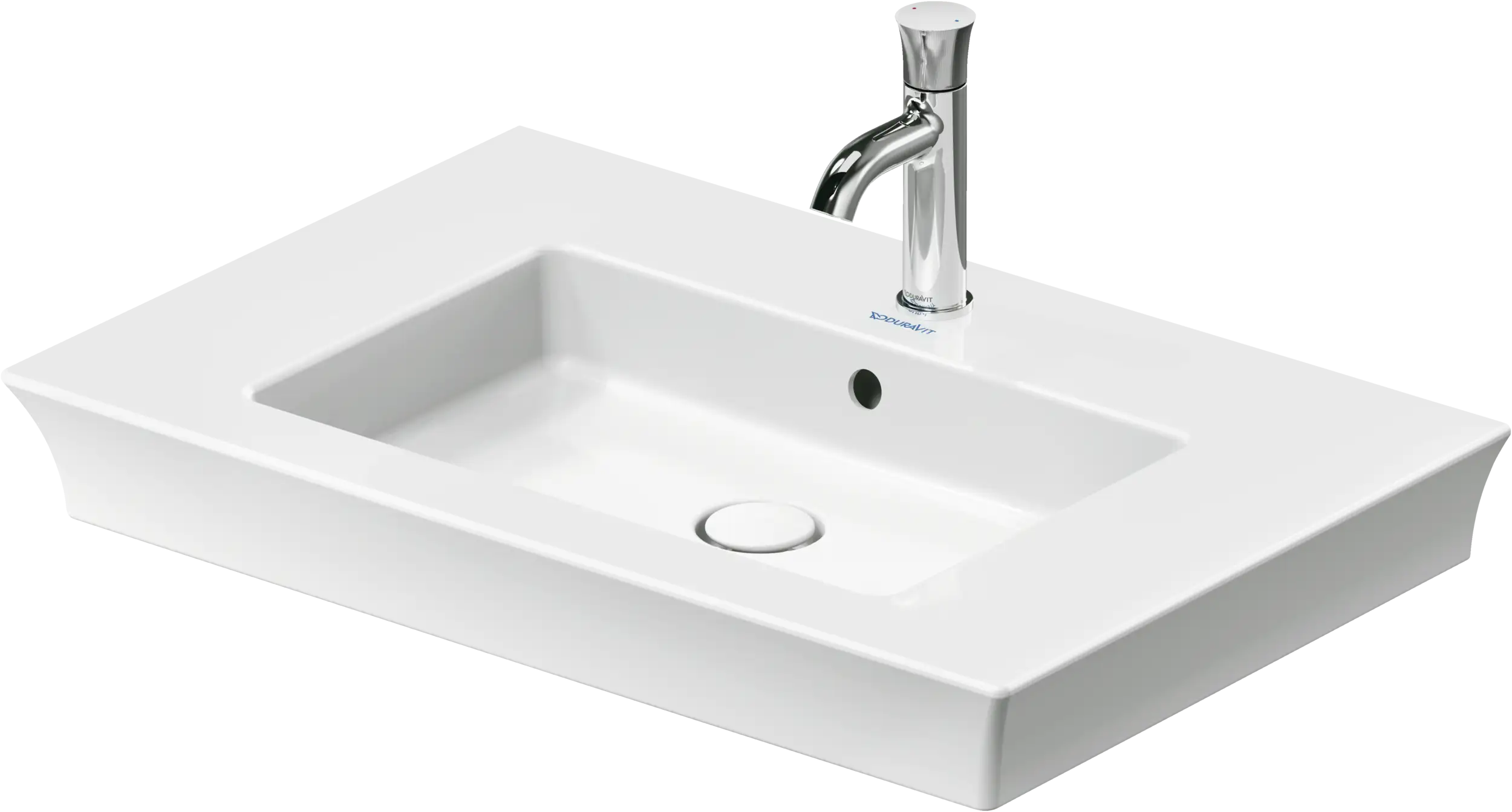Duravit White Tulip 29 1/2'' Rectangular Wall Mounted Sink in White with Single Faucet Hole and with Overflow