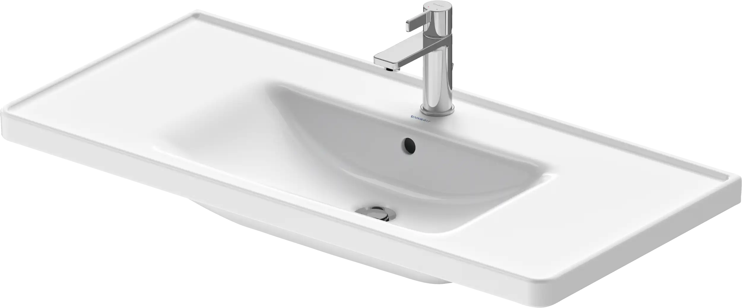 Duravit D-Neo 39 5/8'' Rectangular Wall Mounted Sink in White with Single Faucet Hole and with Overflow