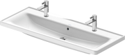 Duravit D-Neo 47 1/2'' Rectangular Wall Mounted Sink in White with Two Sets of Single Faucet Holes and with Overflow