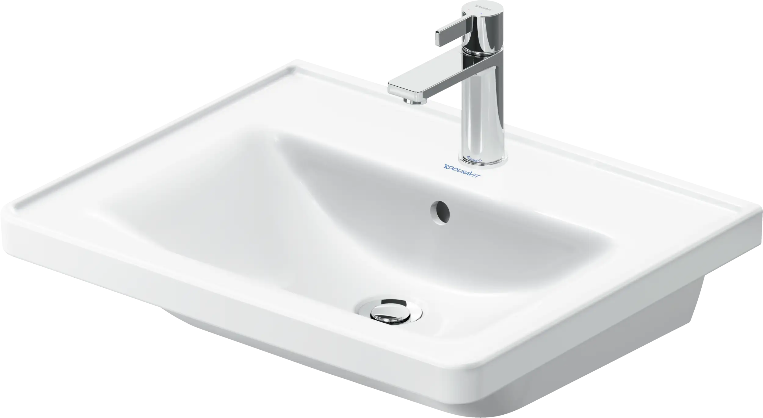 Duravit D-Neo 23 5/8'' Rectangular Wall Mounted Sink in White with Single Faucet Hole and with Overflow