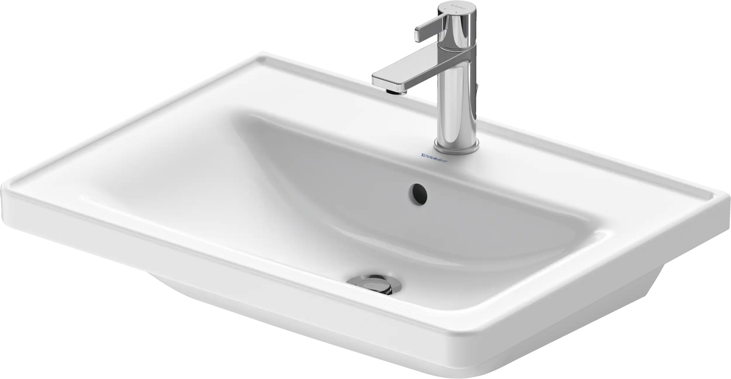 Duravit D-Neo 25 5/8'' Rectangular Wall Mounted Sink in White with Single Faucet Hole and with Overflow