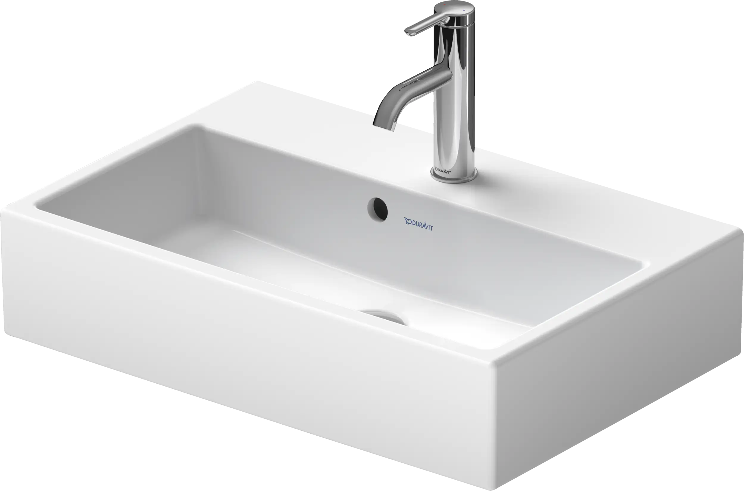 Duravit Vero 23 5/8'' Rectangular Wall Mounted Sink in White with Single Faucet Hole and with Overflow