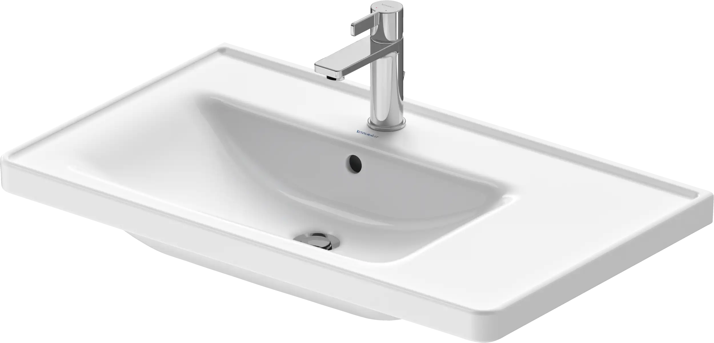 Duravit D-Neo 30 1/2'' Rectangular Wall Mounted Sink in White with Single Faucet Hole and with Overflow