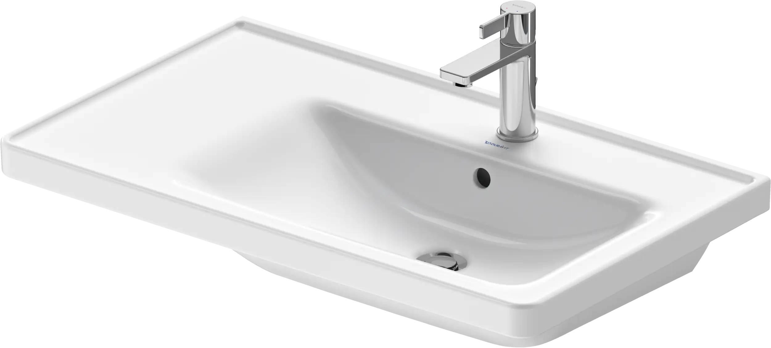 Duravit D-Neo 30 1/2'' Rectangular Wall Mounted Sink in White with Single Faucet Hole and with Overflow