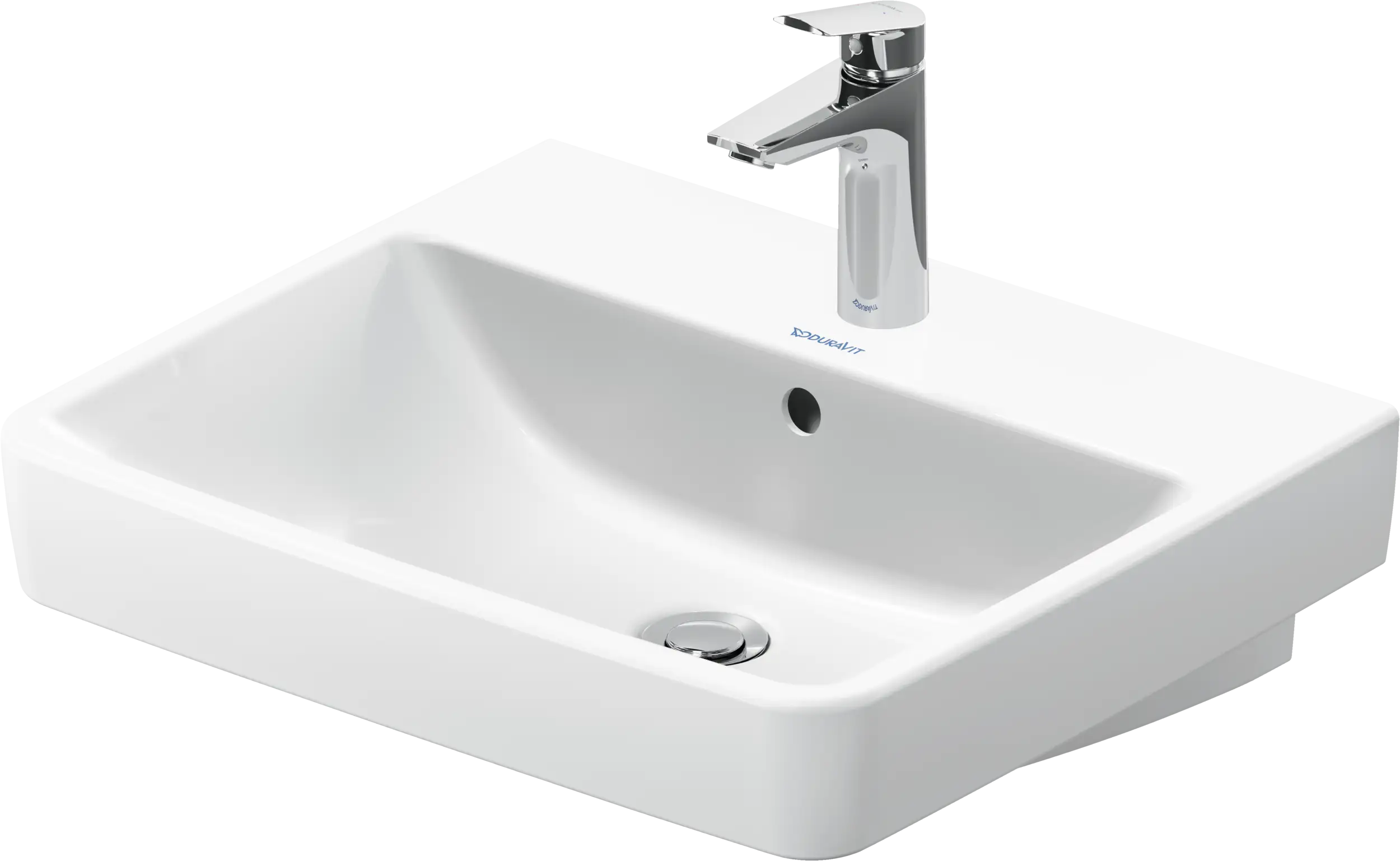 Duravit No.1 21 5/8'' Rectangular Wall Mounted Sink in White with Single Faucet Hole and with Overflow