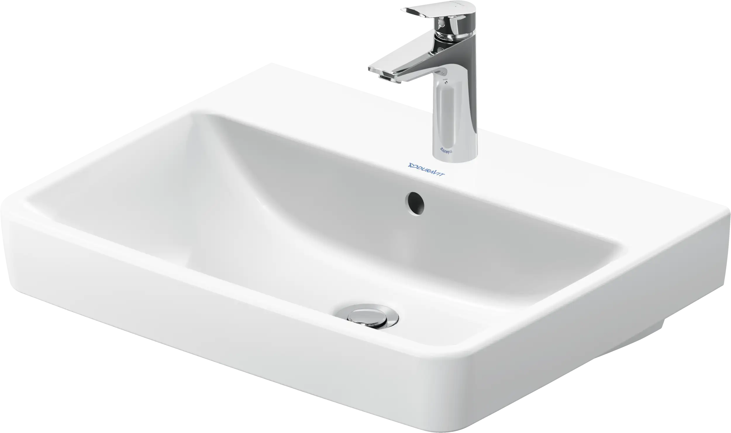 Duravit No.1 23 5/8'' Rectangular Wall Mounted Sink in White with Single Faucet Hole and with Overflow