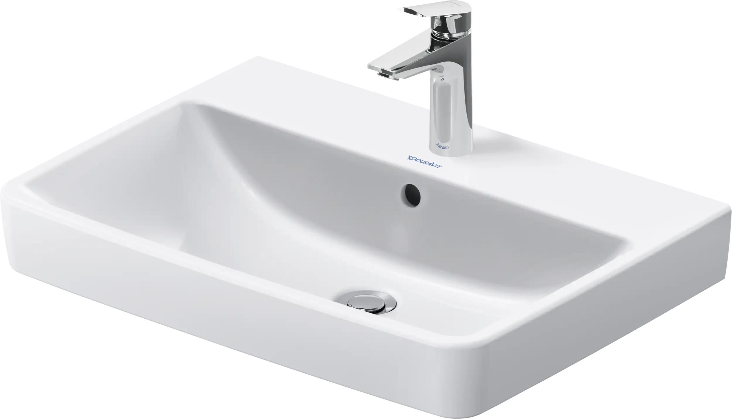 Duravit No.1 25 5/8'' Rectangular Wall Mounted Sink in White with Single Faucet Hole and with Overflow