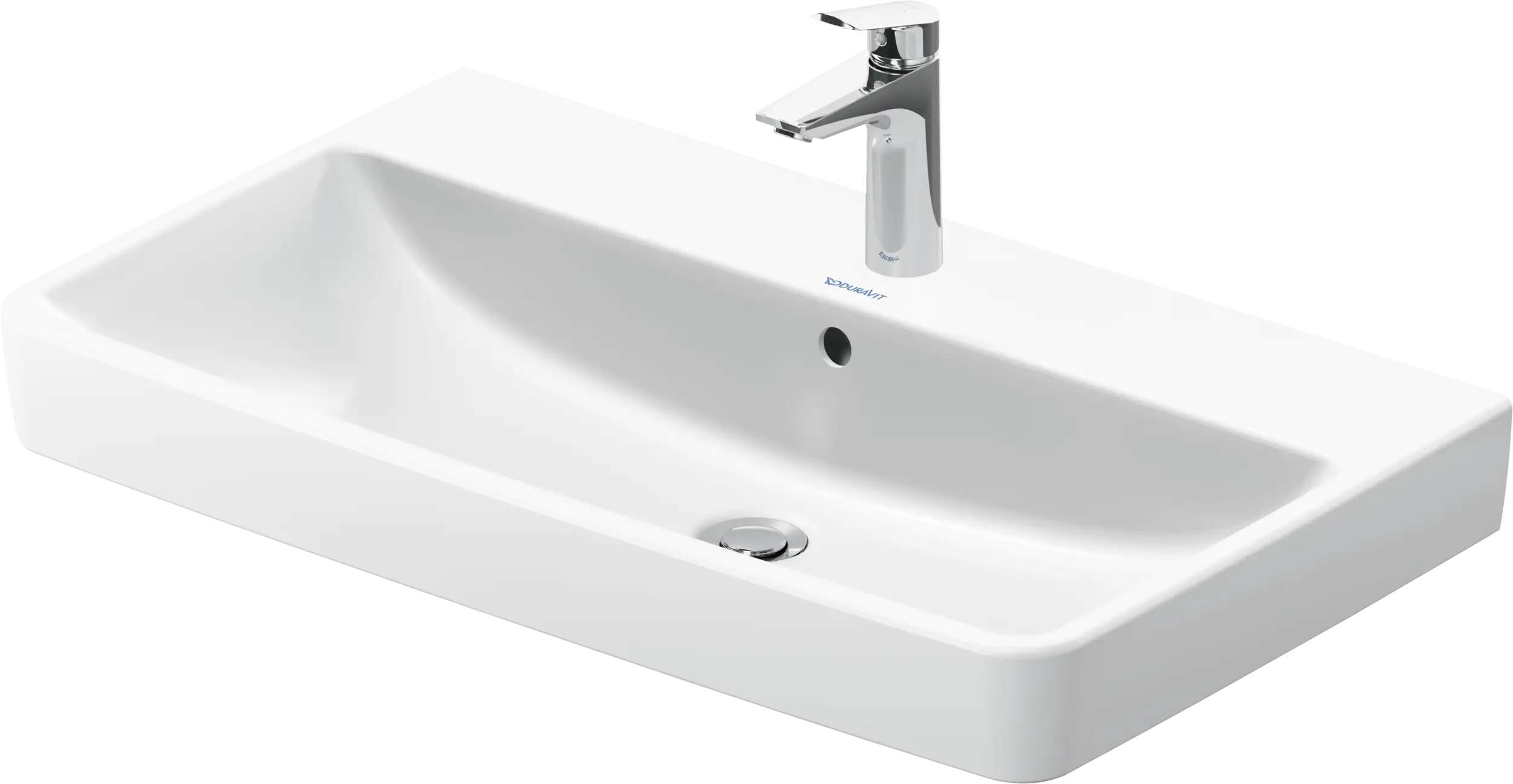 Duravit No.1 31 1/2'' Rectangular Wall Mounted Sink in White with Single Faucet Hole and with Overflow