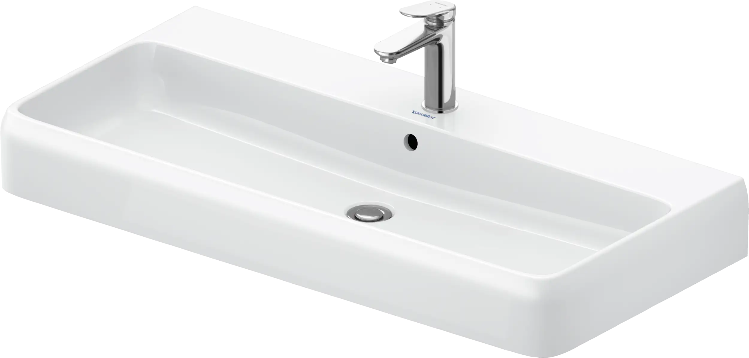 Duravit Qatego 39 3/8'' Rectangular Wall Mounted Sink in White with Single Faucet Hole and with Overflow